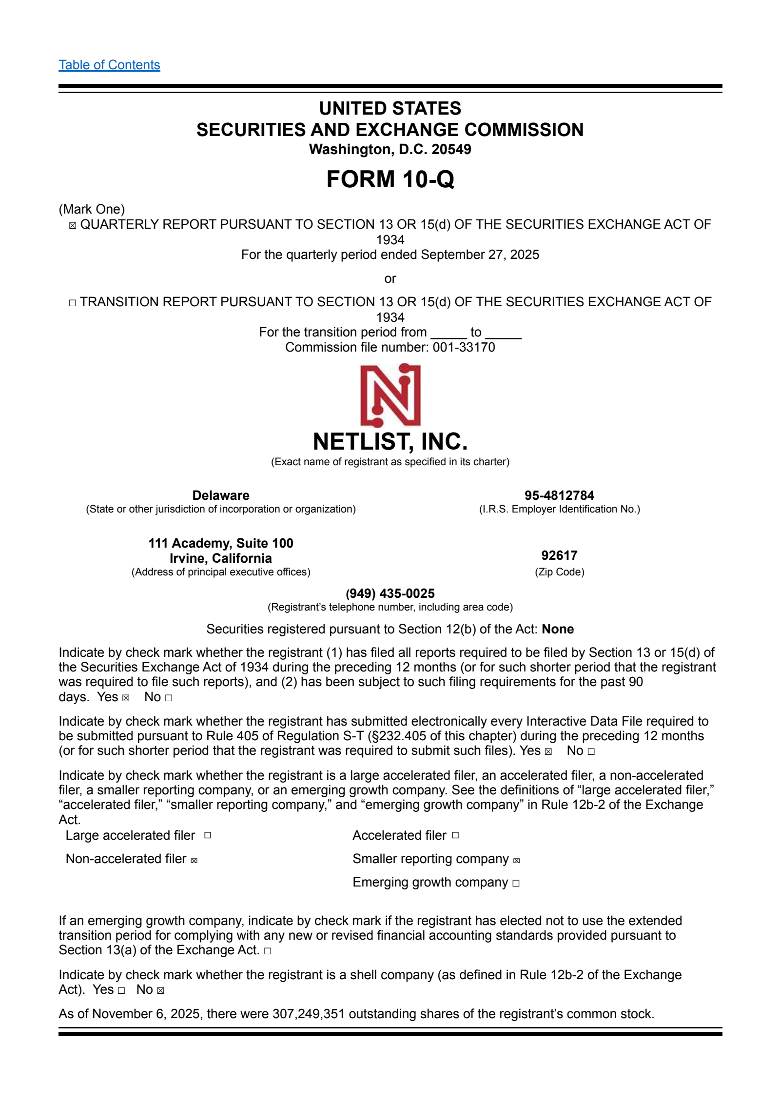 Netlist's Q3 2025 Quarterly Report