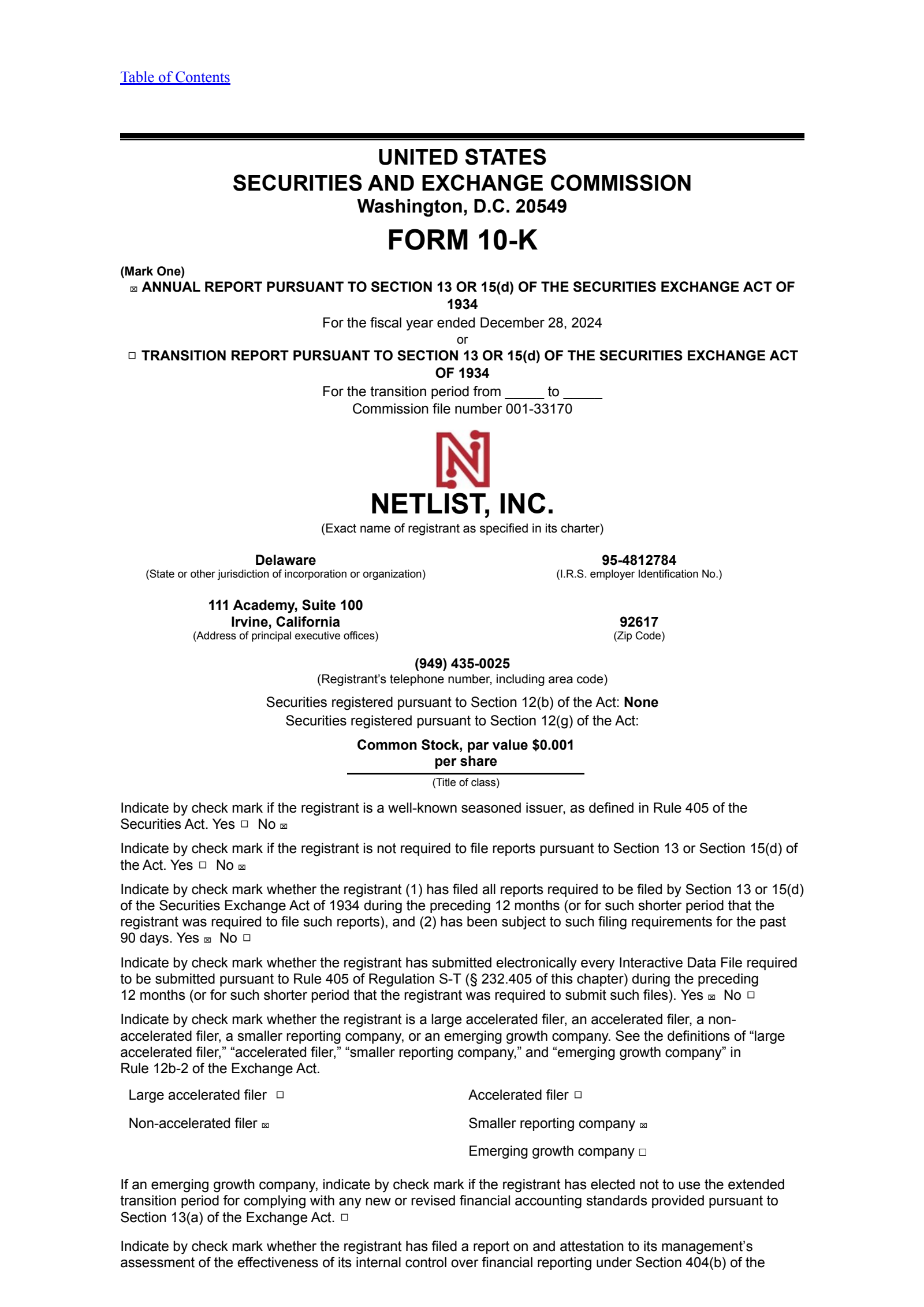 Netlist's Q4 2024 Annual report