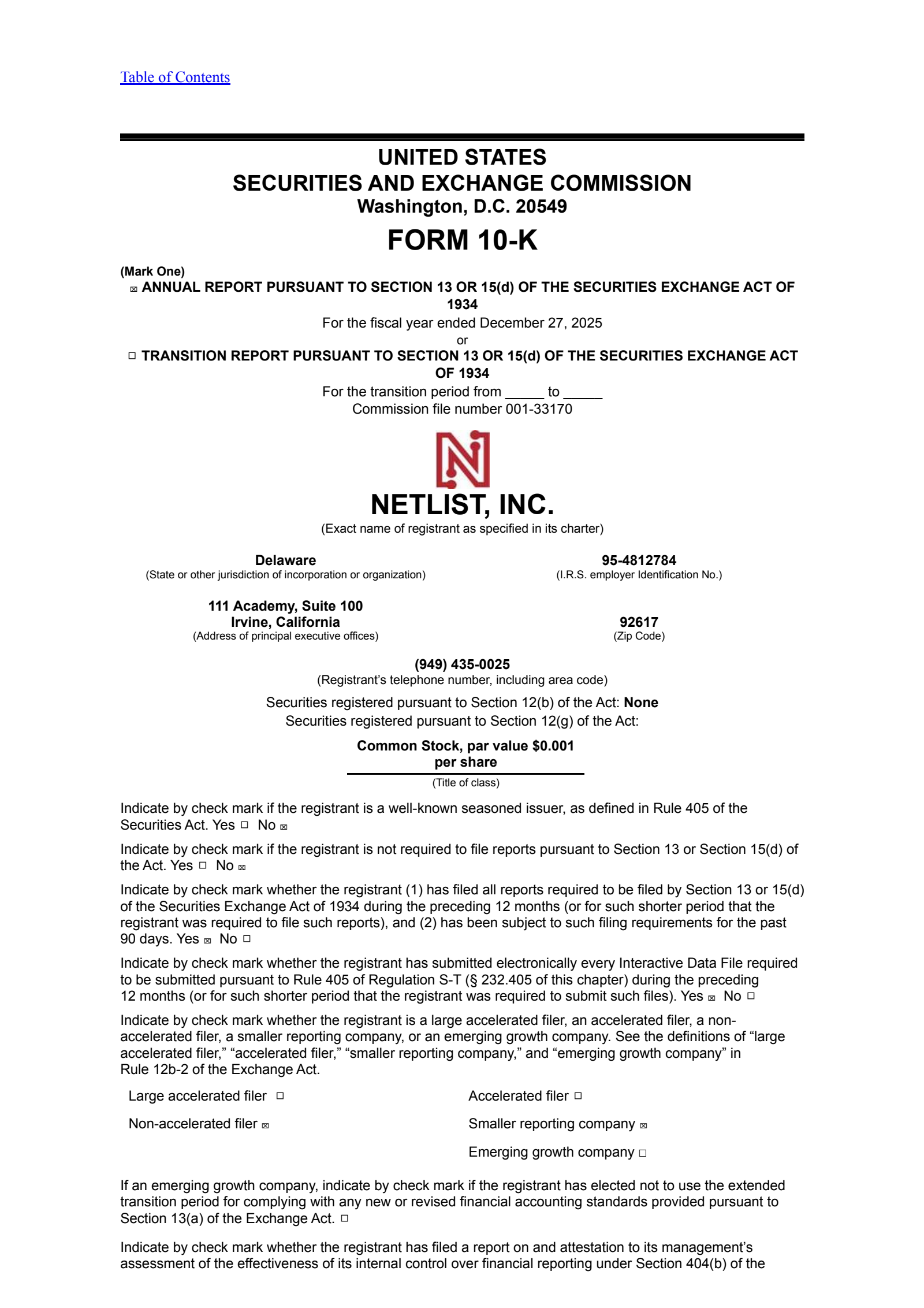Netlist's Q4 2025 Annual report