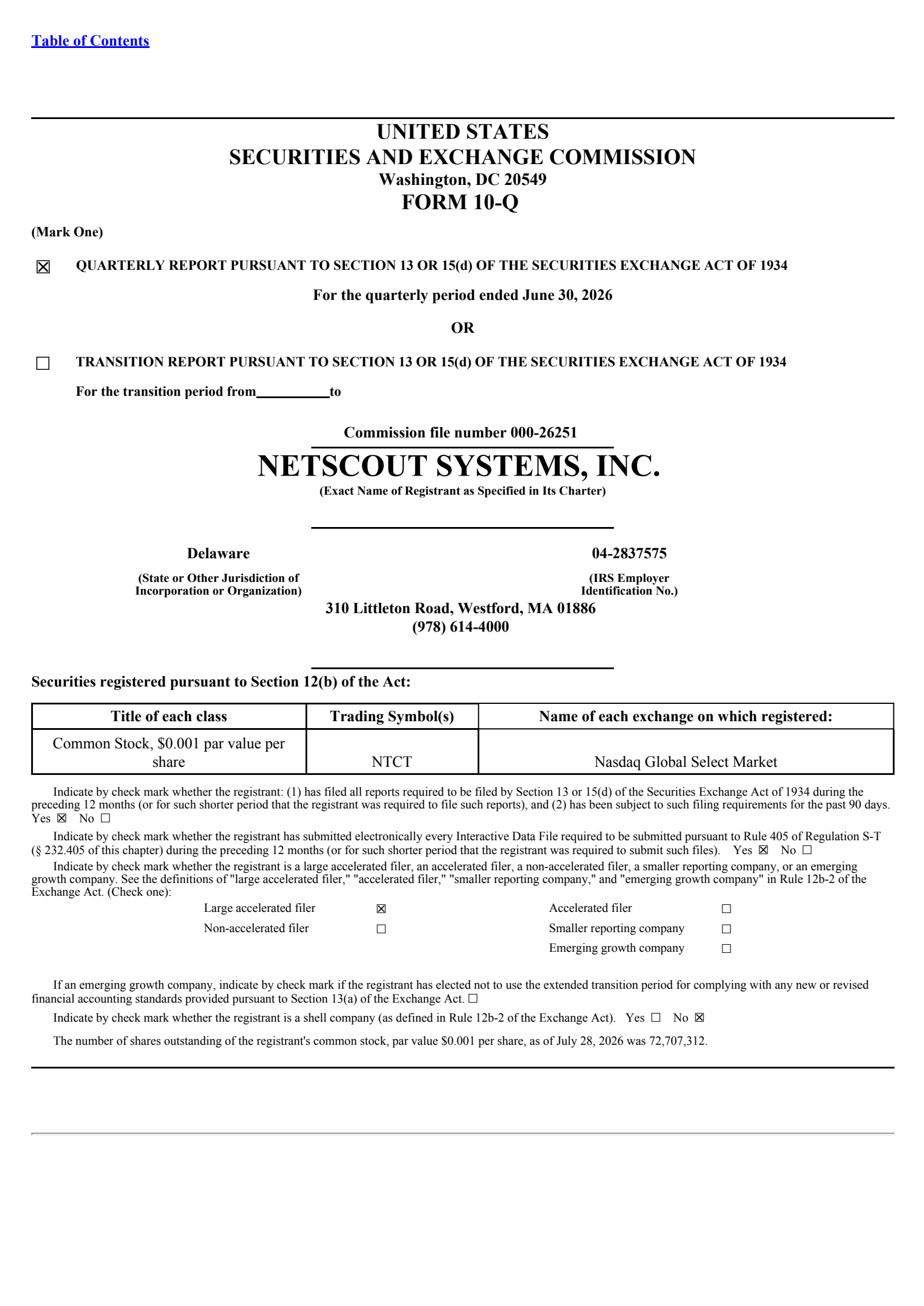 NetScout Systems' Q1 2027 Quarterly report