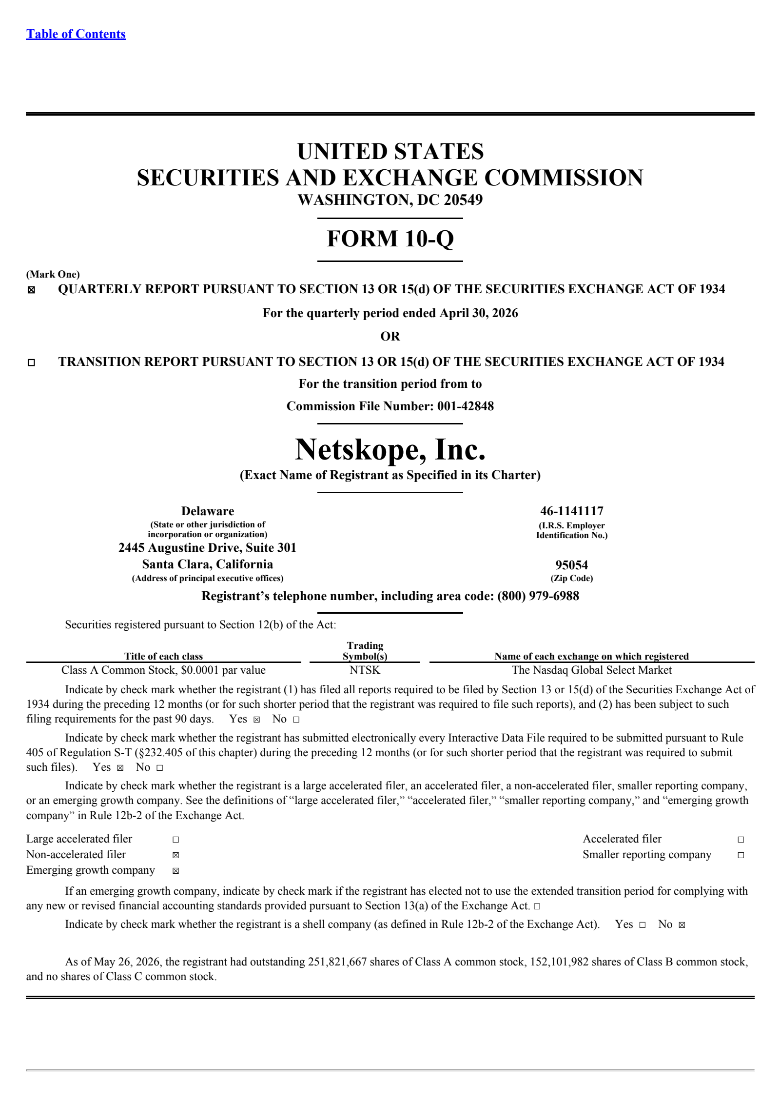 Netskope's Q1 2027 Quarterly report