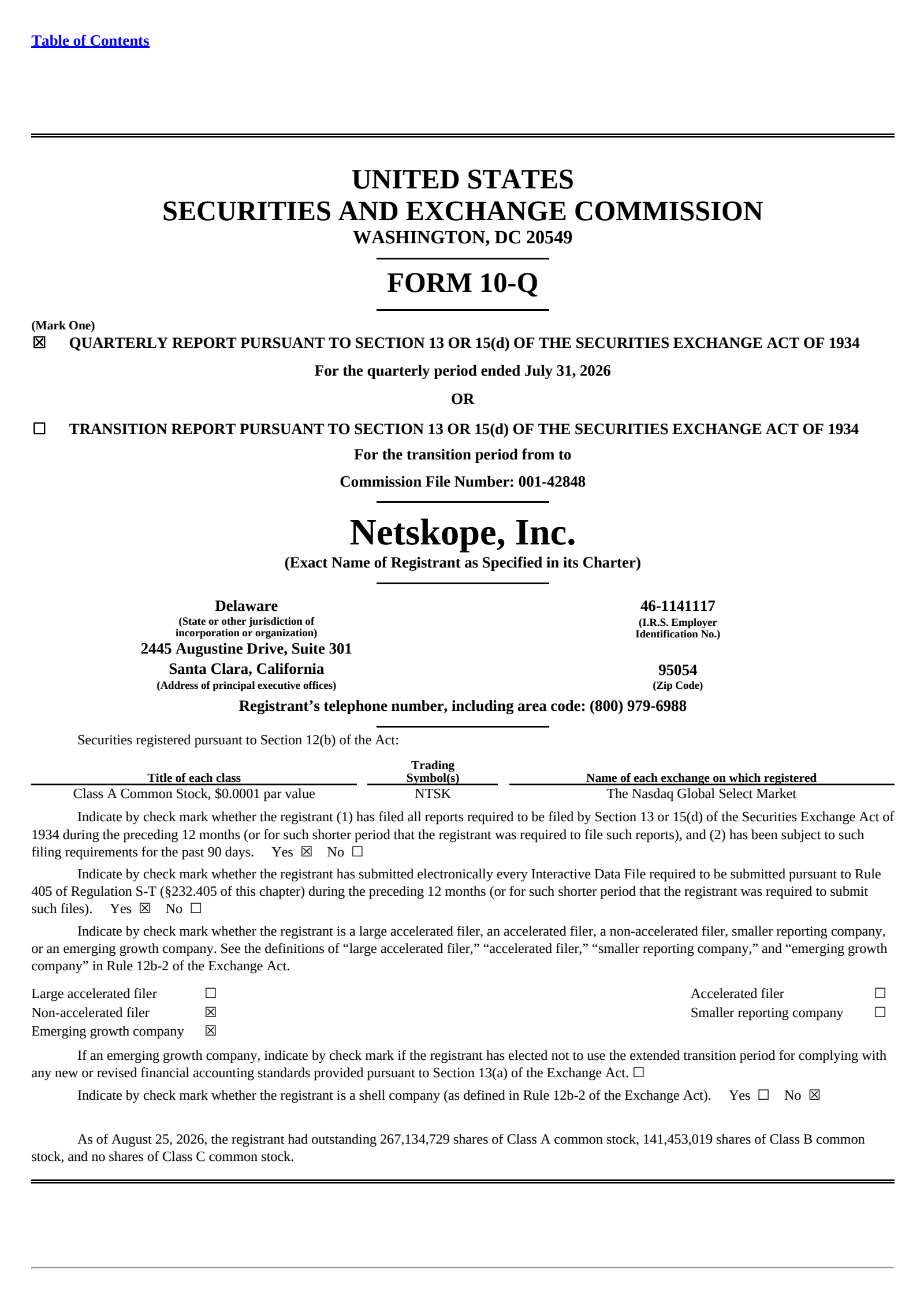 Netskope's Q2 2027 Quarterly report