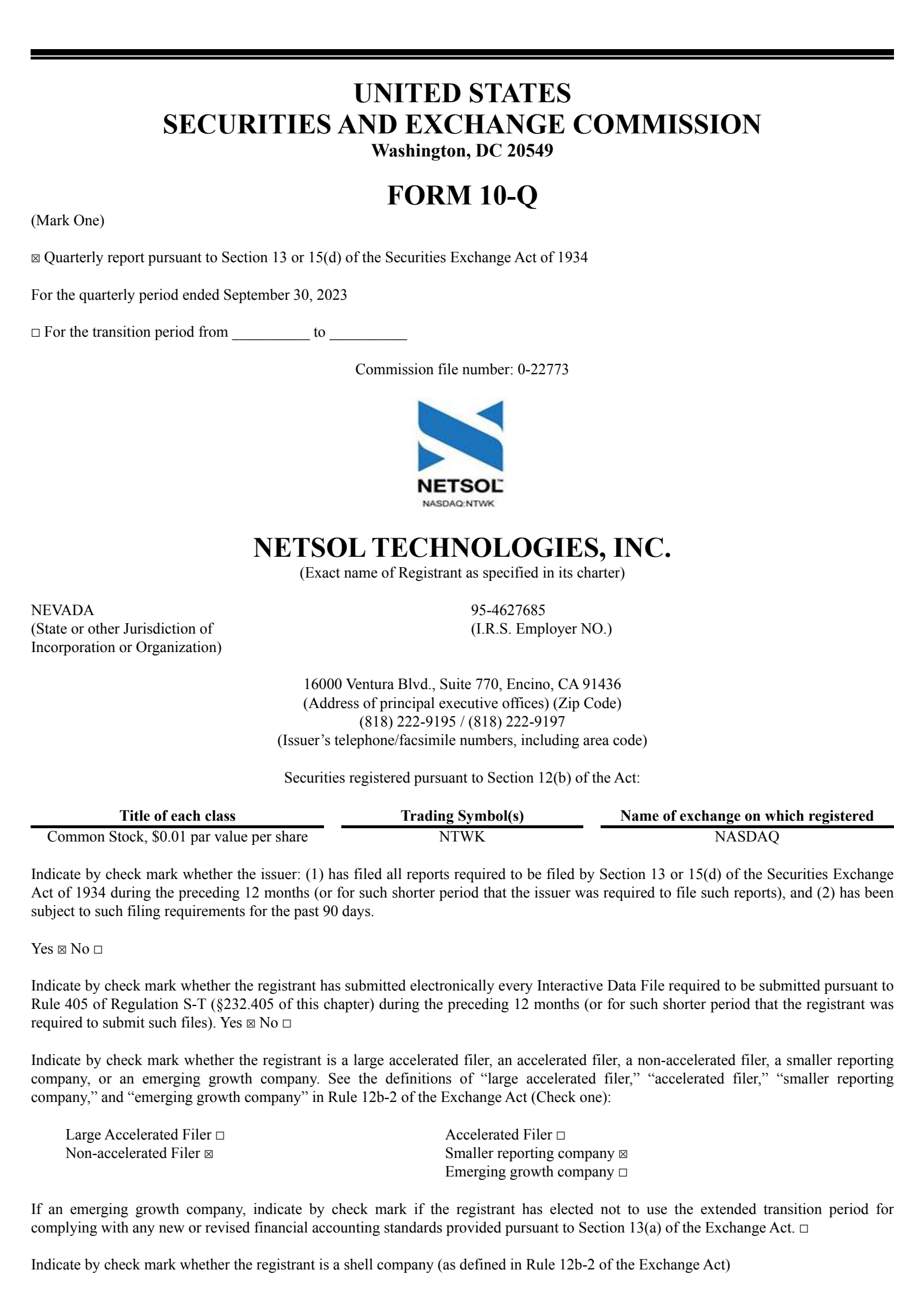 NetSol Technologies' Q1 2024 Quarterly report