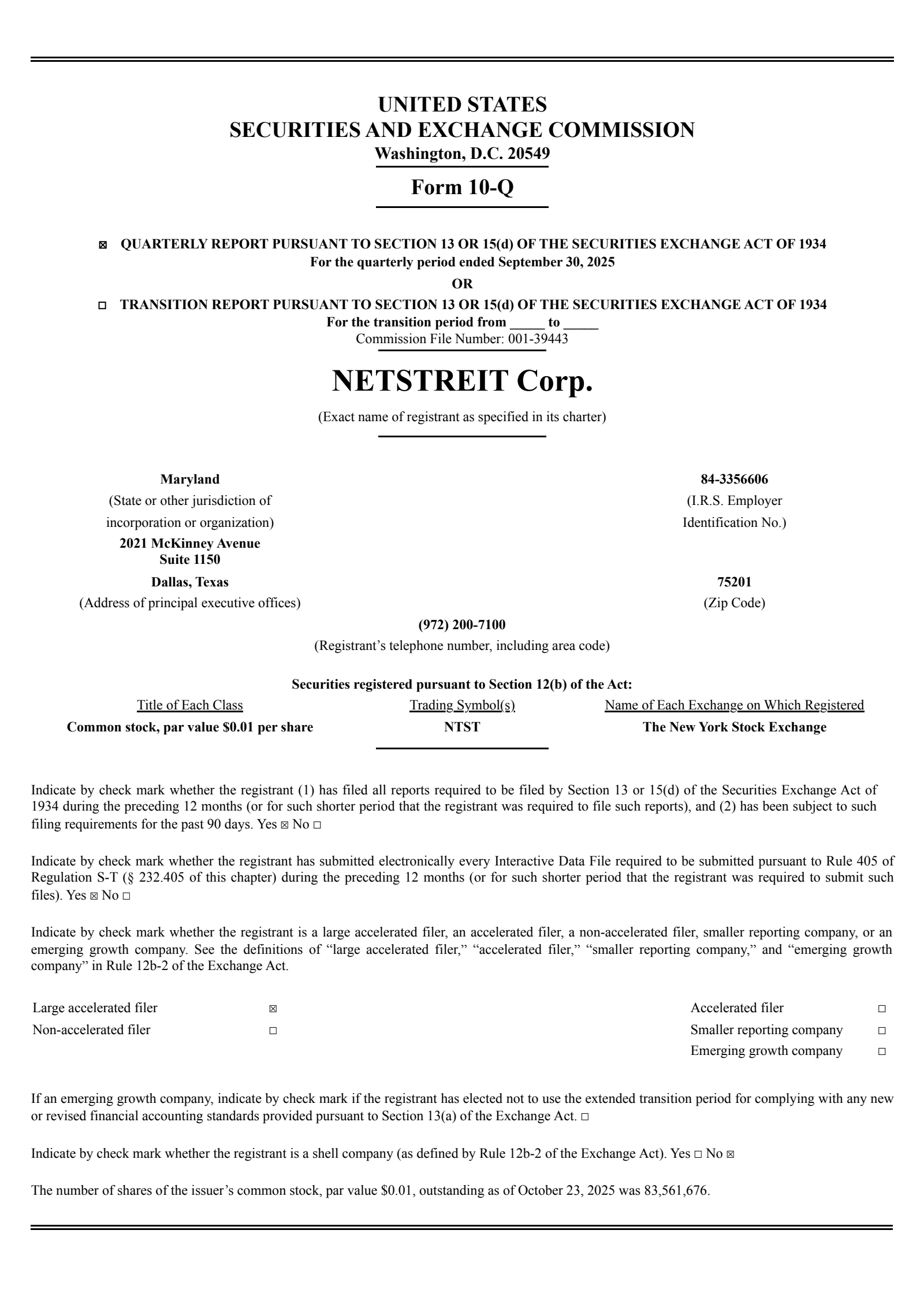 NETSTREIT's Q3 2025 Quarterly Report