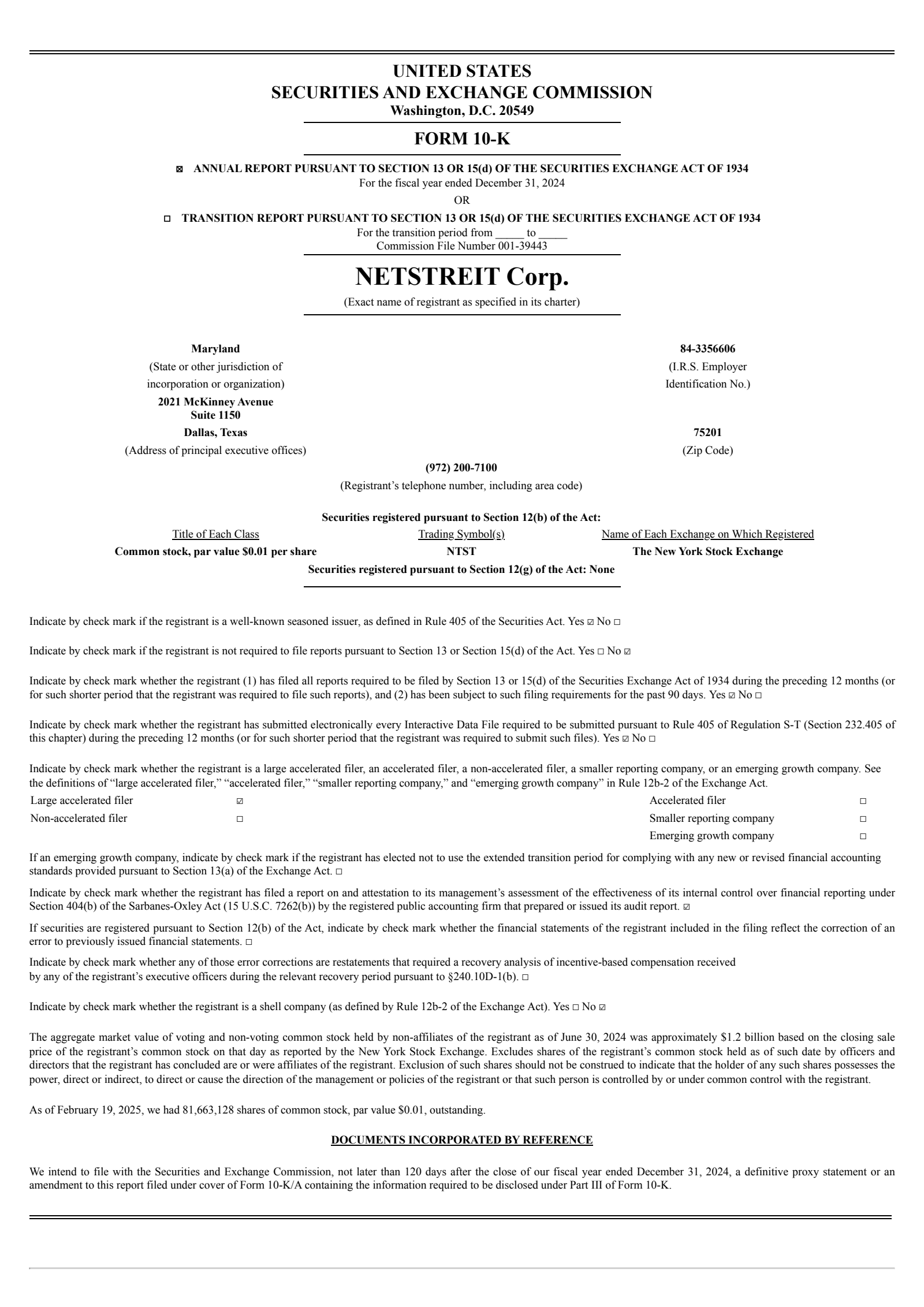 NETSTREIT's Q4 2024 Annual report