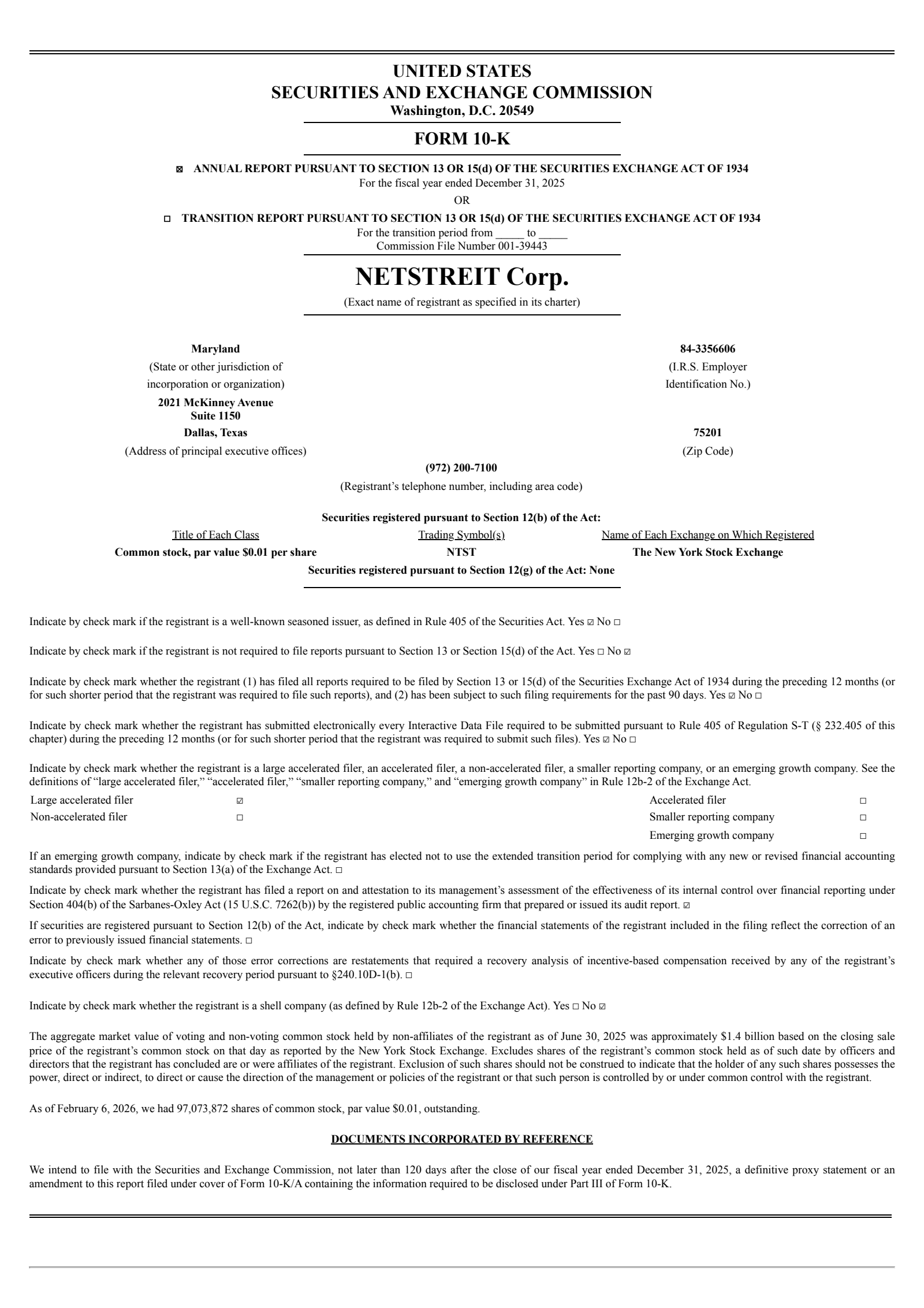 NETSTREIT's Q4 2025 Annual report