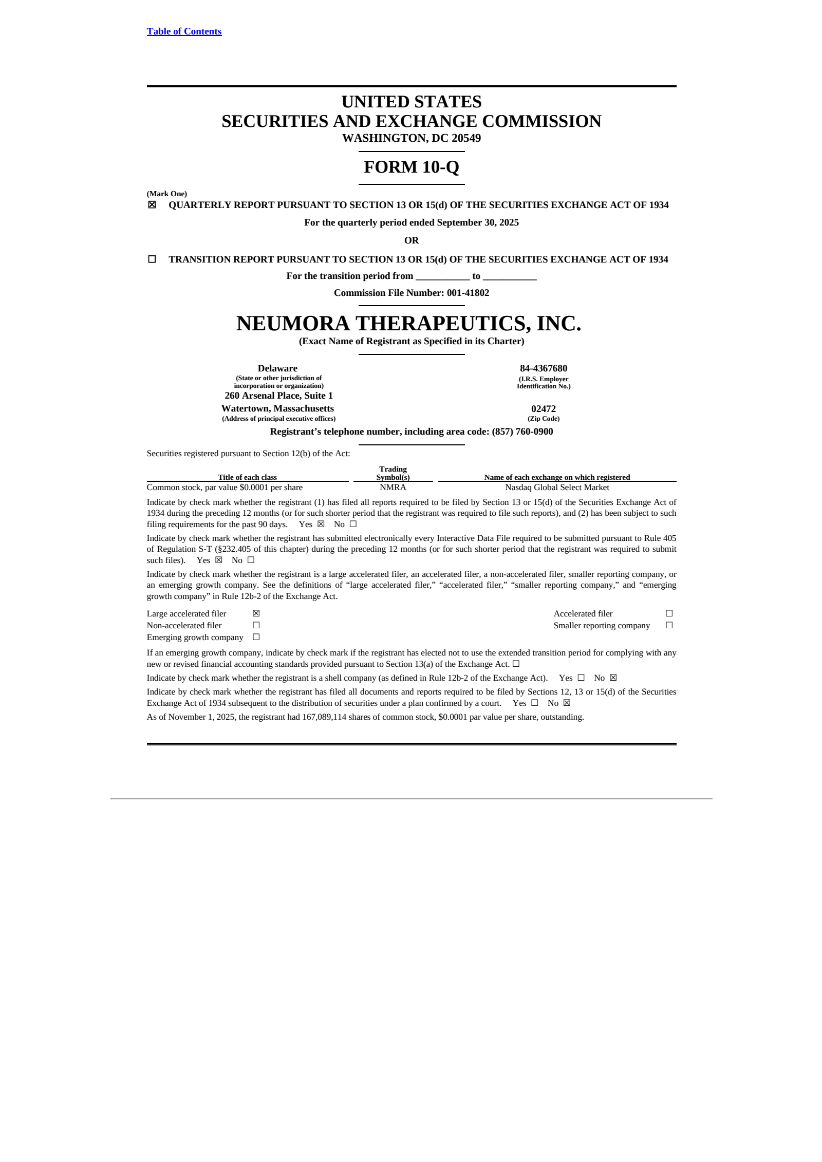 Neumora Therapeutics' Q3 2025 Quarterly Report