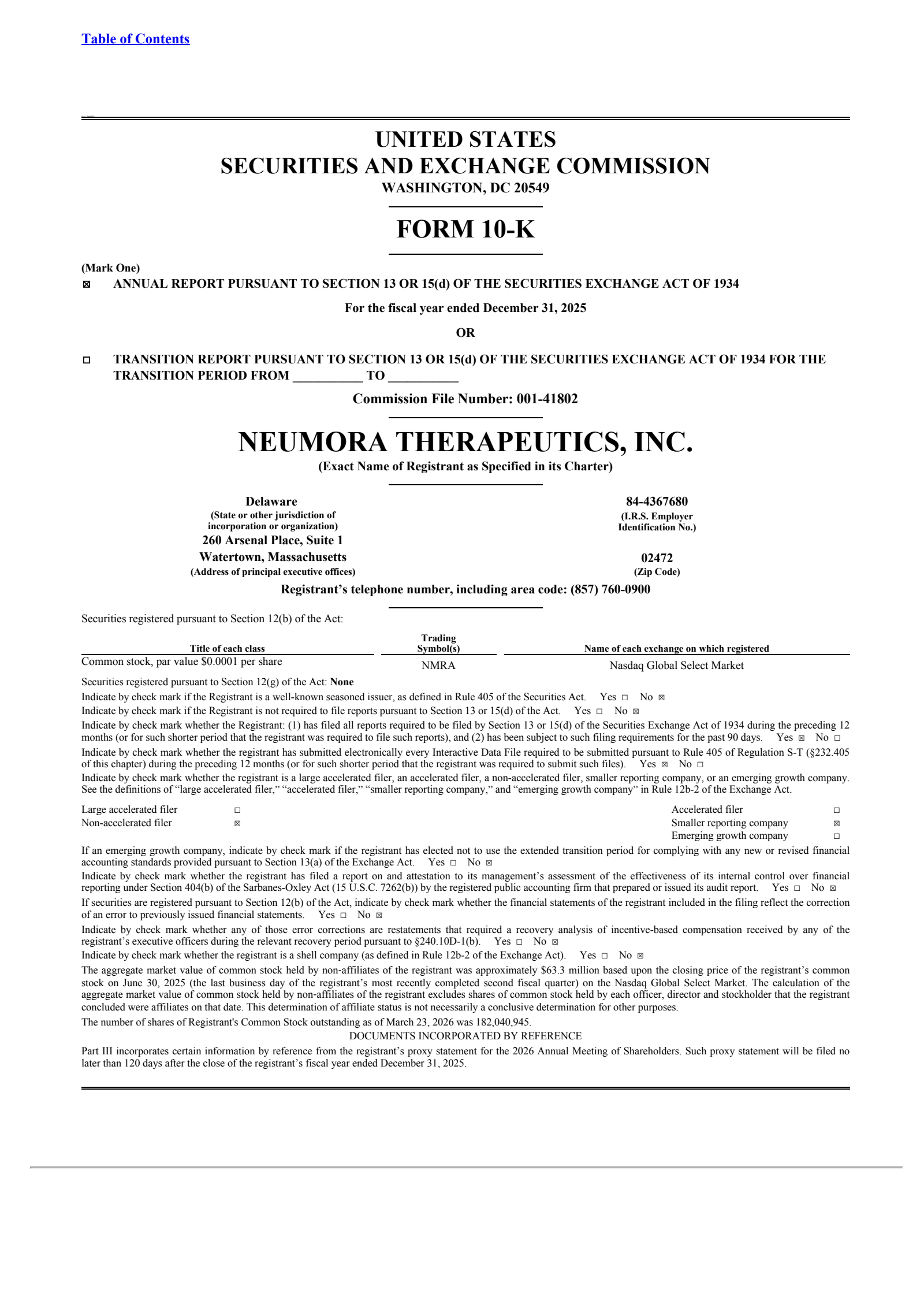 Neumora Therapeutics' Q4 2025 Annual report