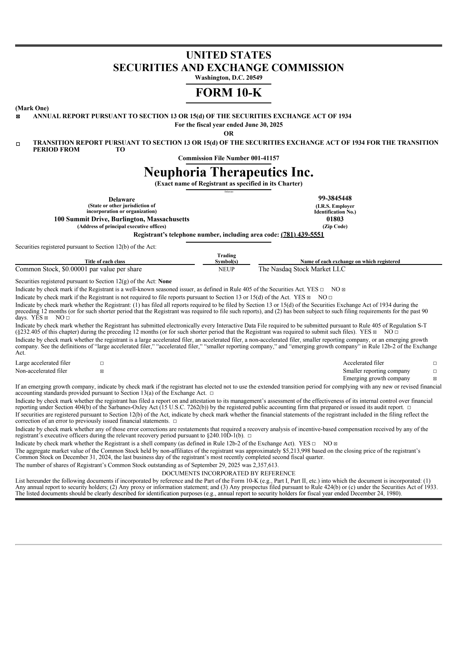Neuphoria Therapeutics' Q4 2025 Annual report