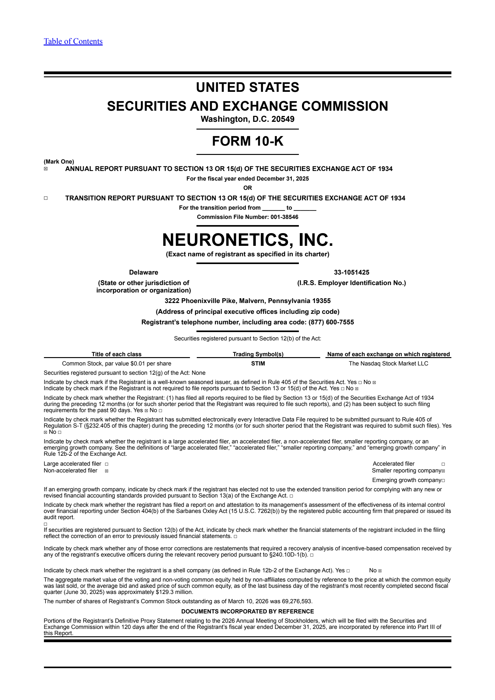 Neuronetics' Q4 2025 Annual report