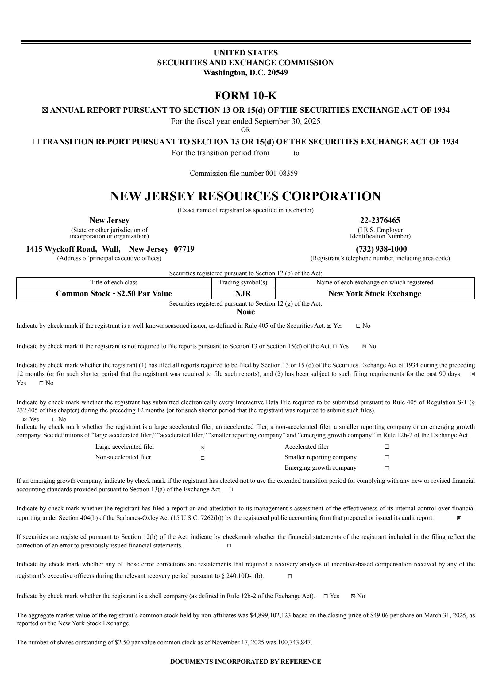 NewJersey Resources' Q4 2025 Annual Report
