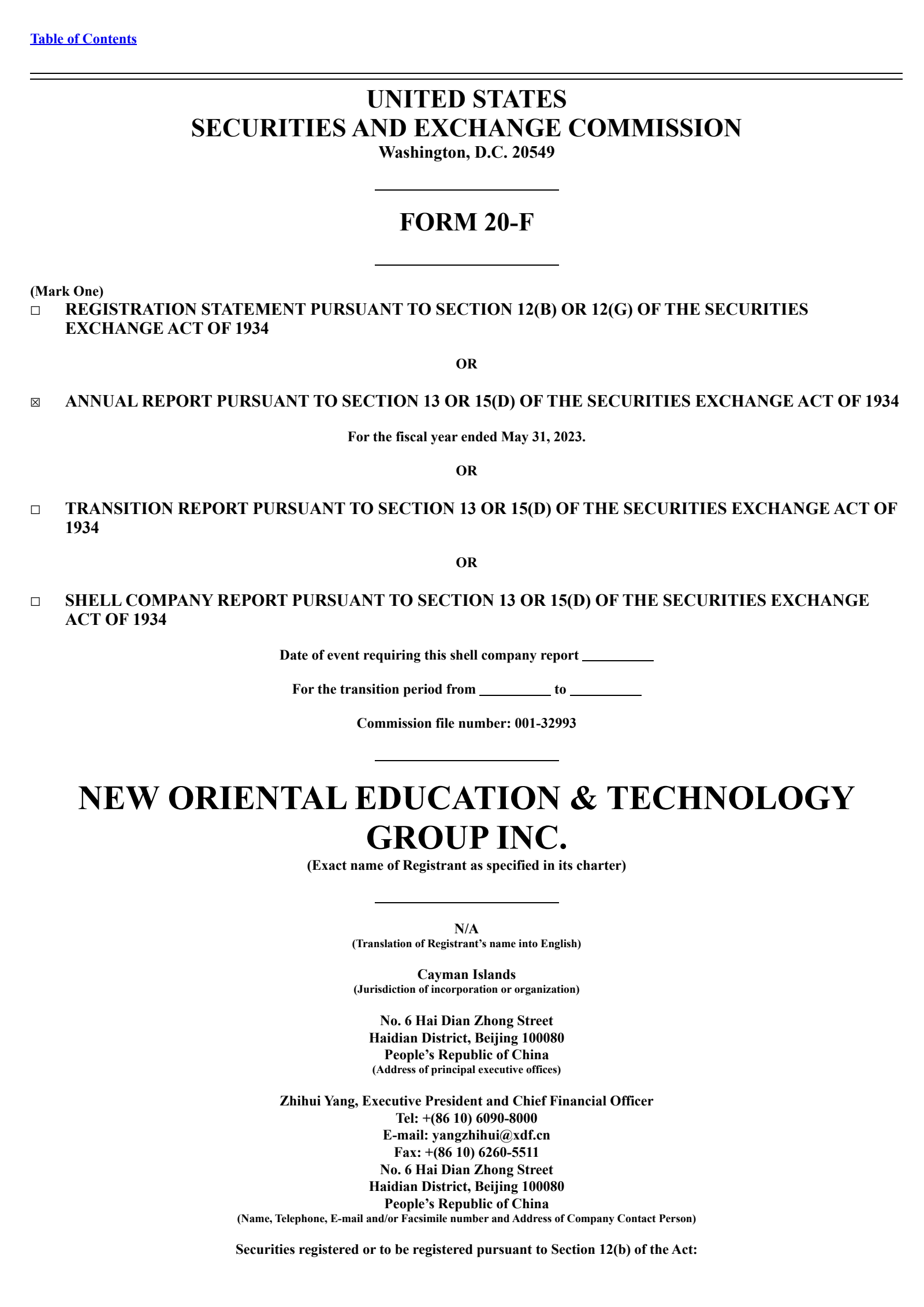 New Oriental Education & Technology Group's Q4 2023 Annual report