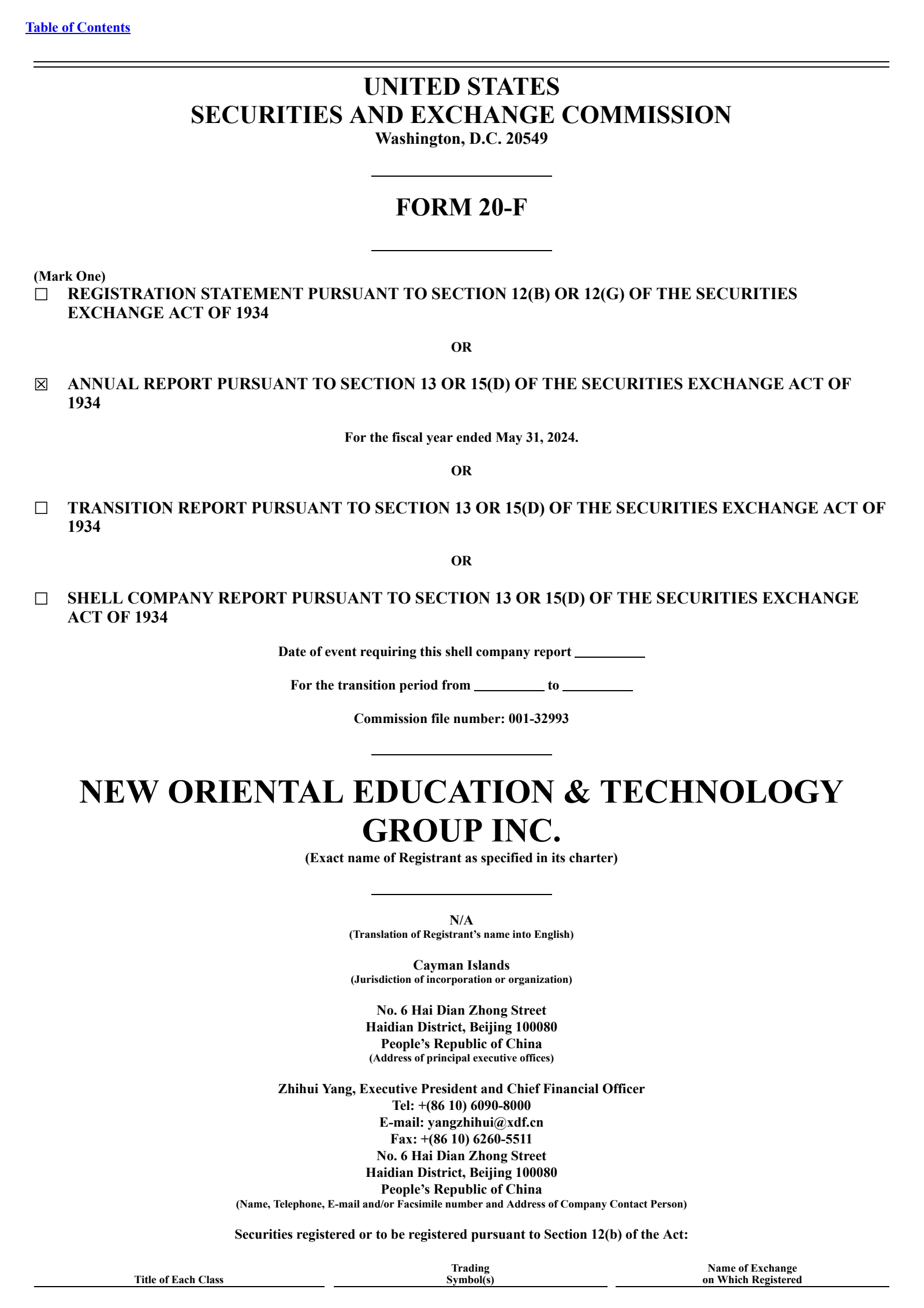 New Oriental Education & Technology Group's Q4 2024 Annual Report
