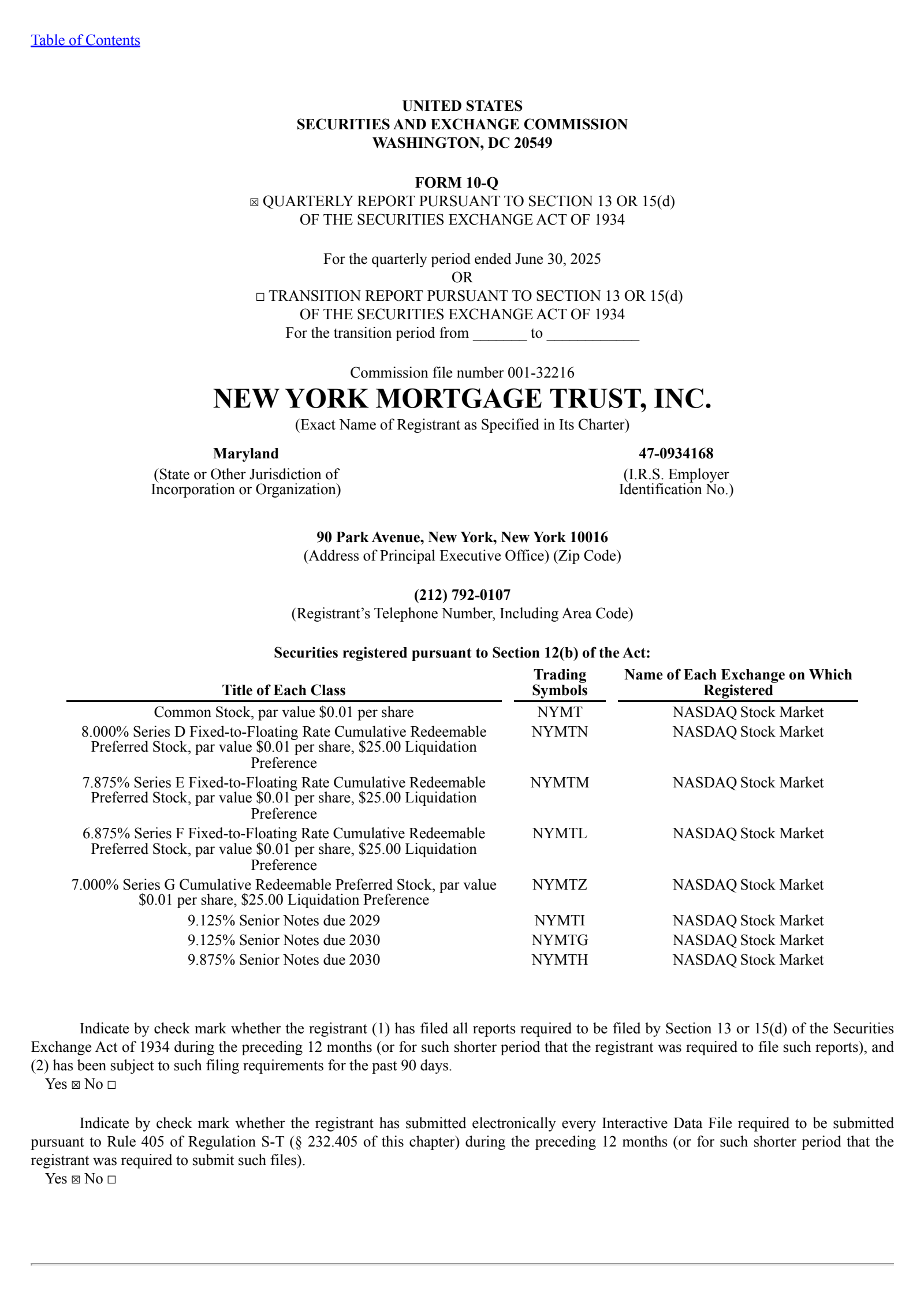 New York Mortgage Trust's Q2 2025 Quarterly report