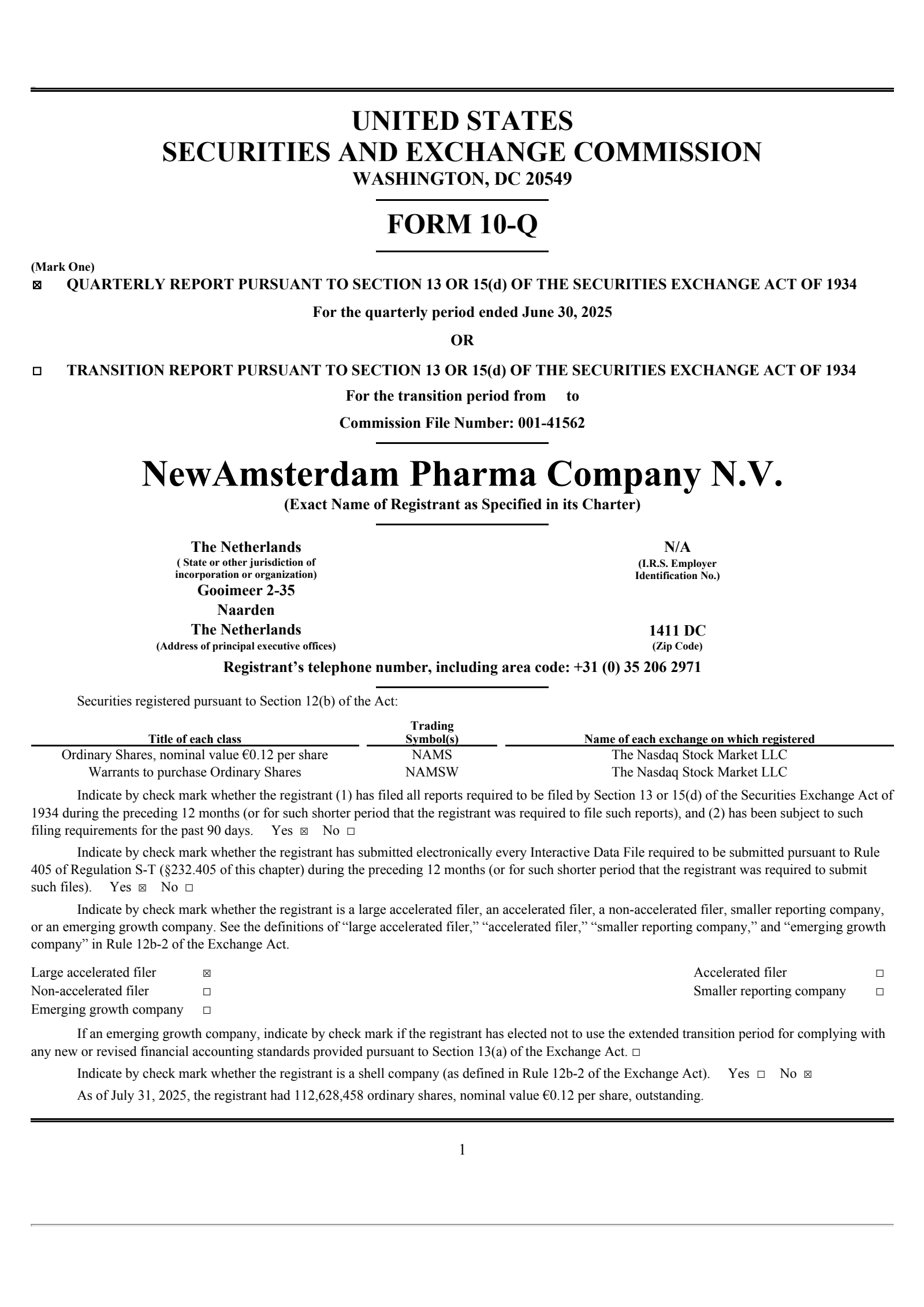 NewAmsterdam Pharma's Q2 2025 Quarterly report