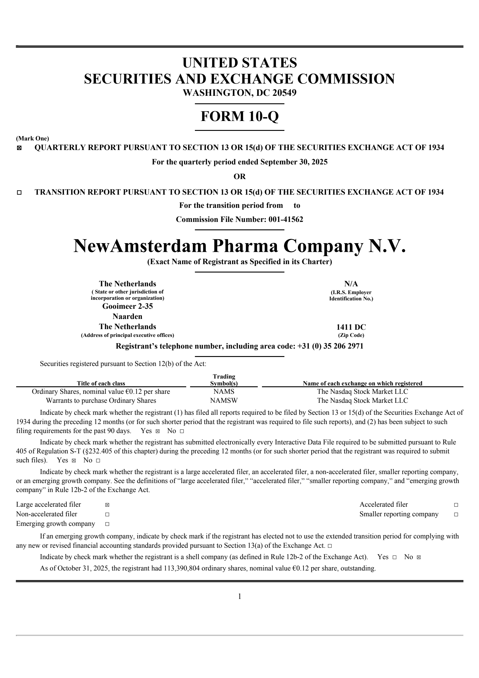 NewAmsterdam Pharma's Q3 2025 Quarterly Report