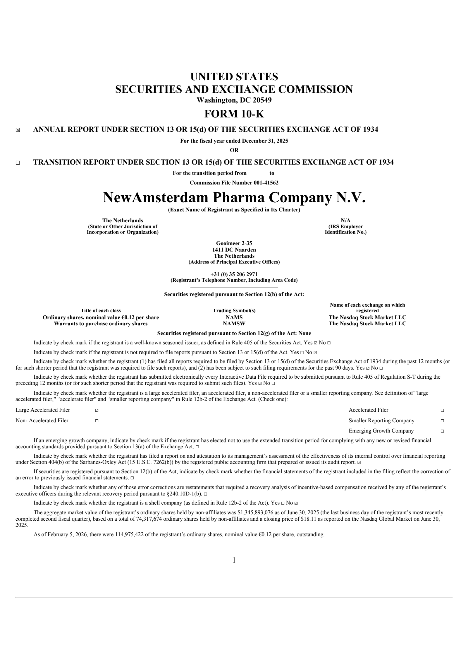 NewAmsterdam Pharma's Q4 2025 Annual report
