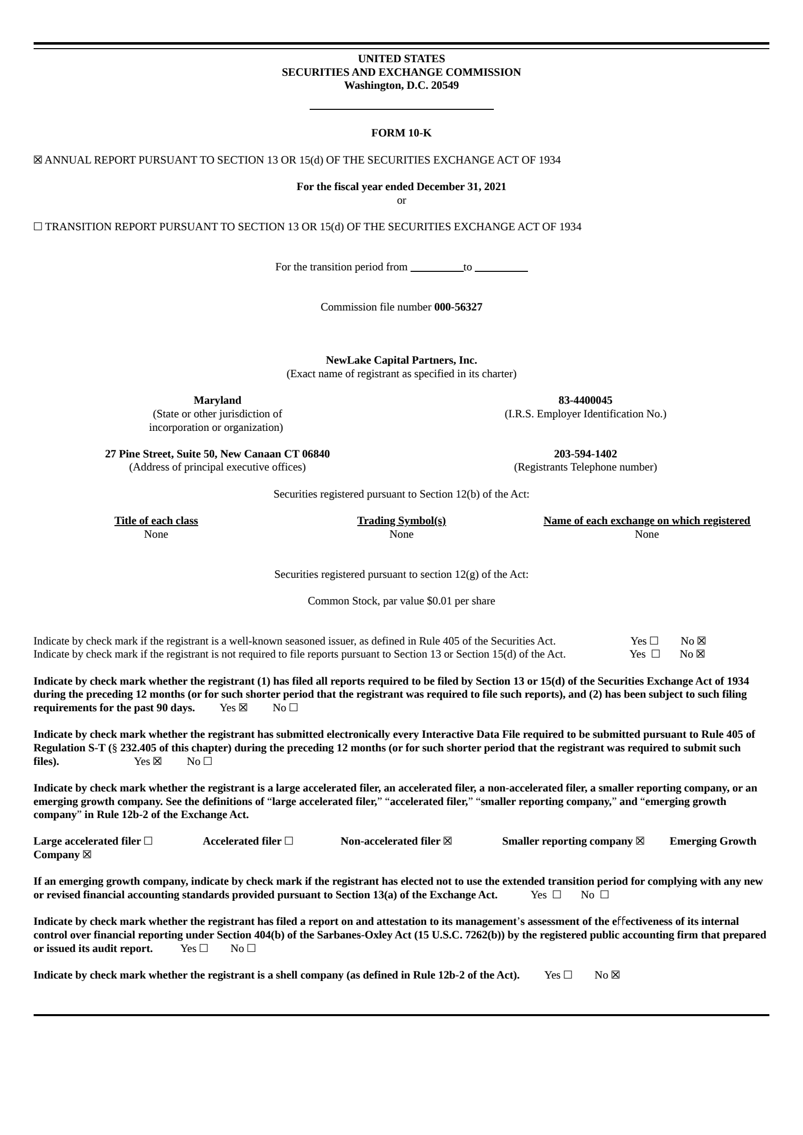 NewLake Capital Partners' Q4 2021 Annual report