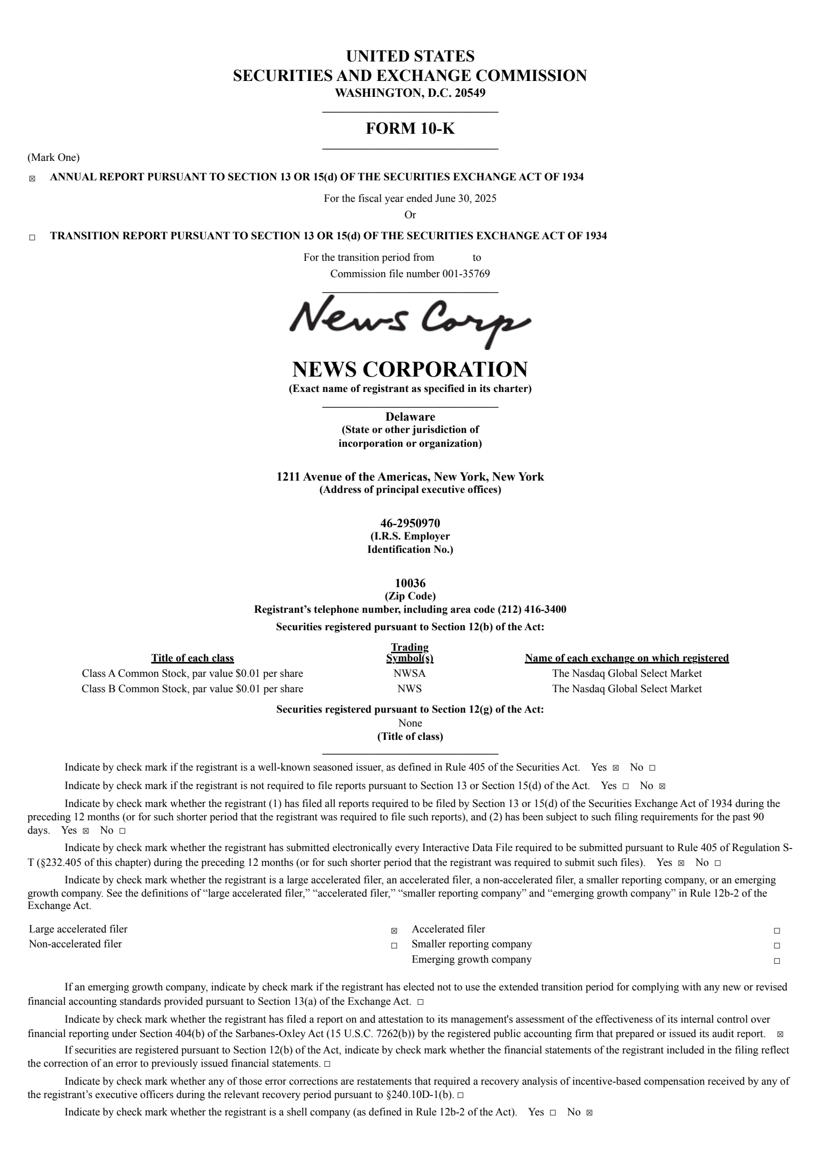 News' Q4 2025 Annual report