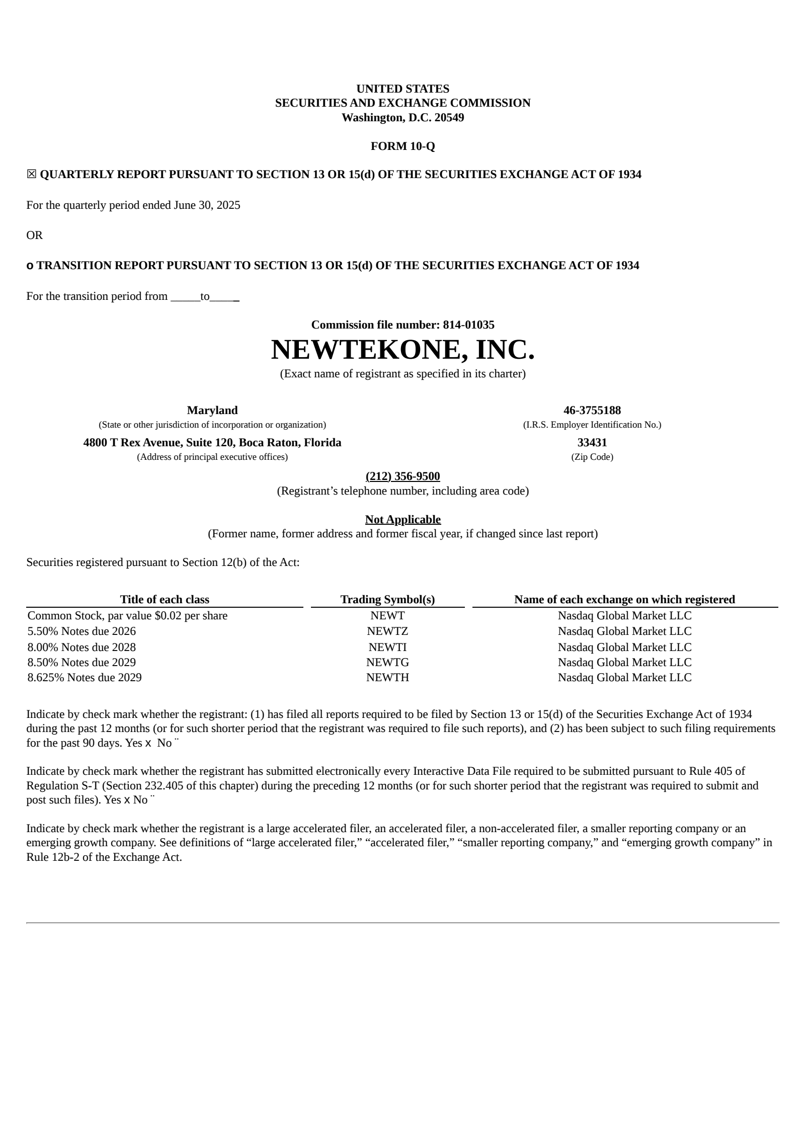NewtekOne's Q2 2025 Quarterly report