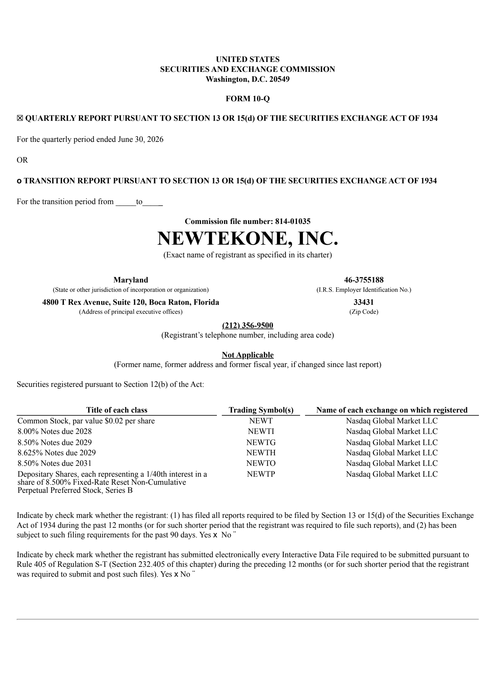 NewtekOne's Q2 2026 Quarterly report
