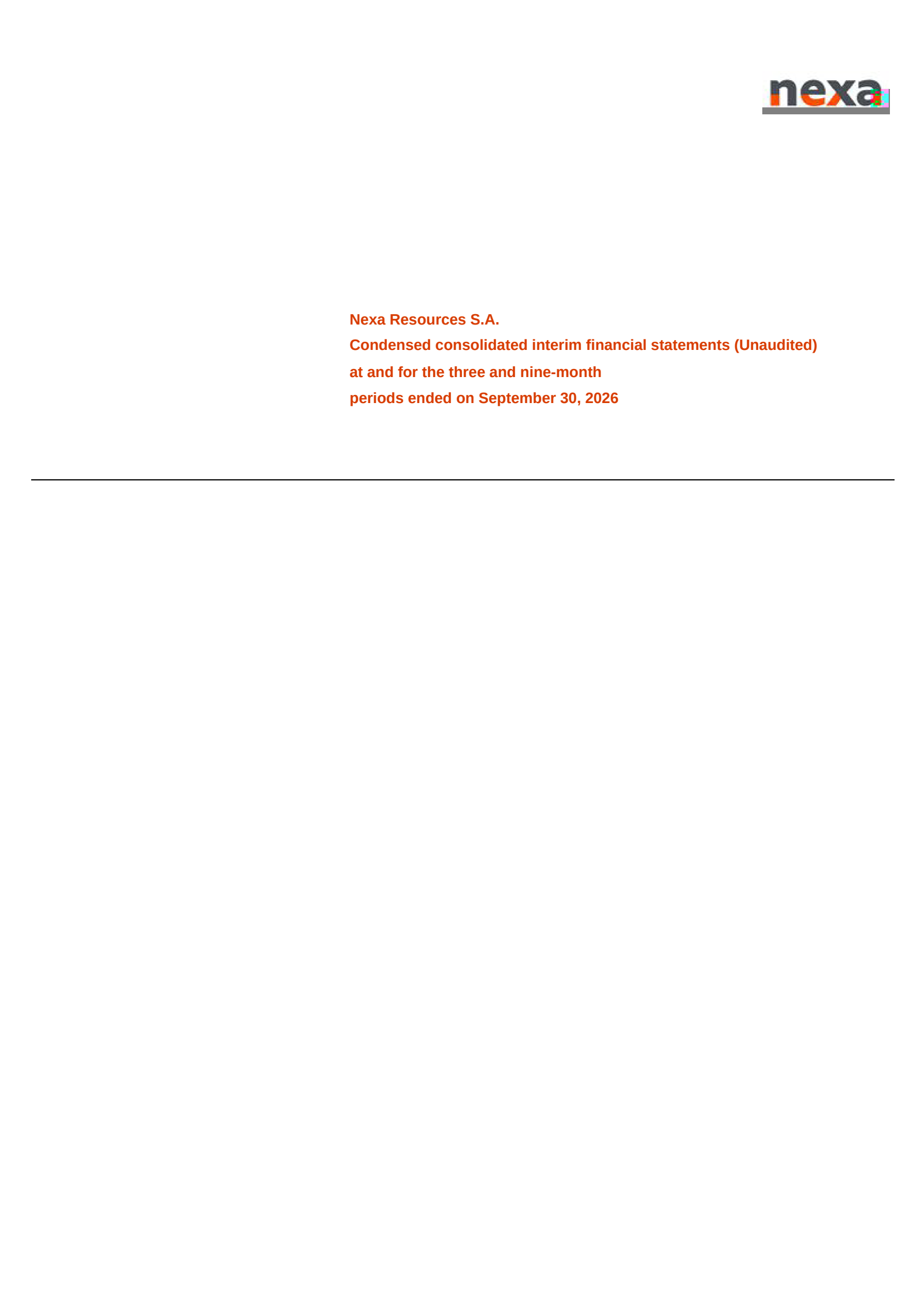 Nexa Resources' Q3 2026 Press Release