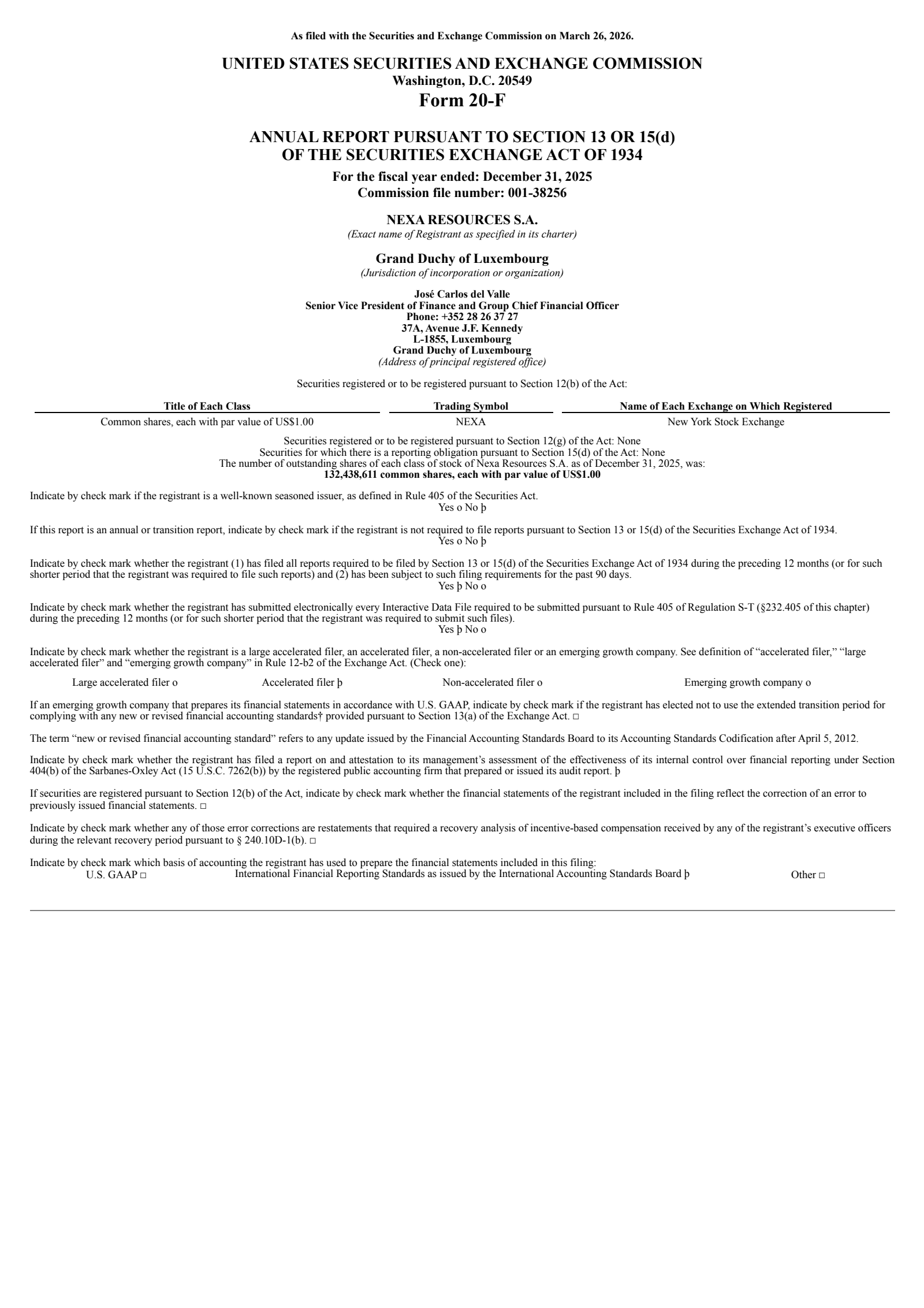 Nexa Resources' Q4 2025 Annual report