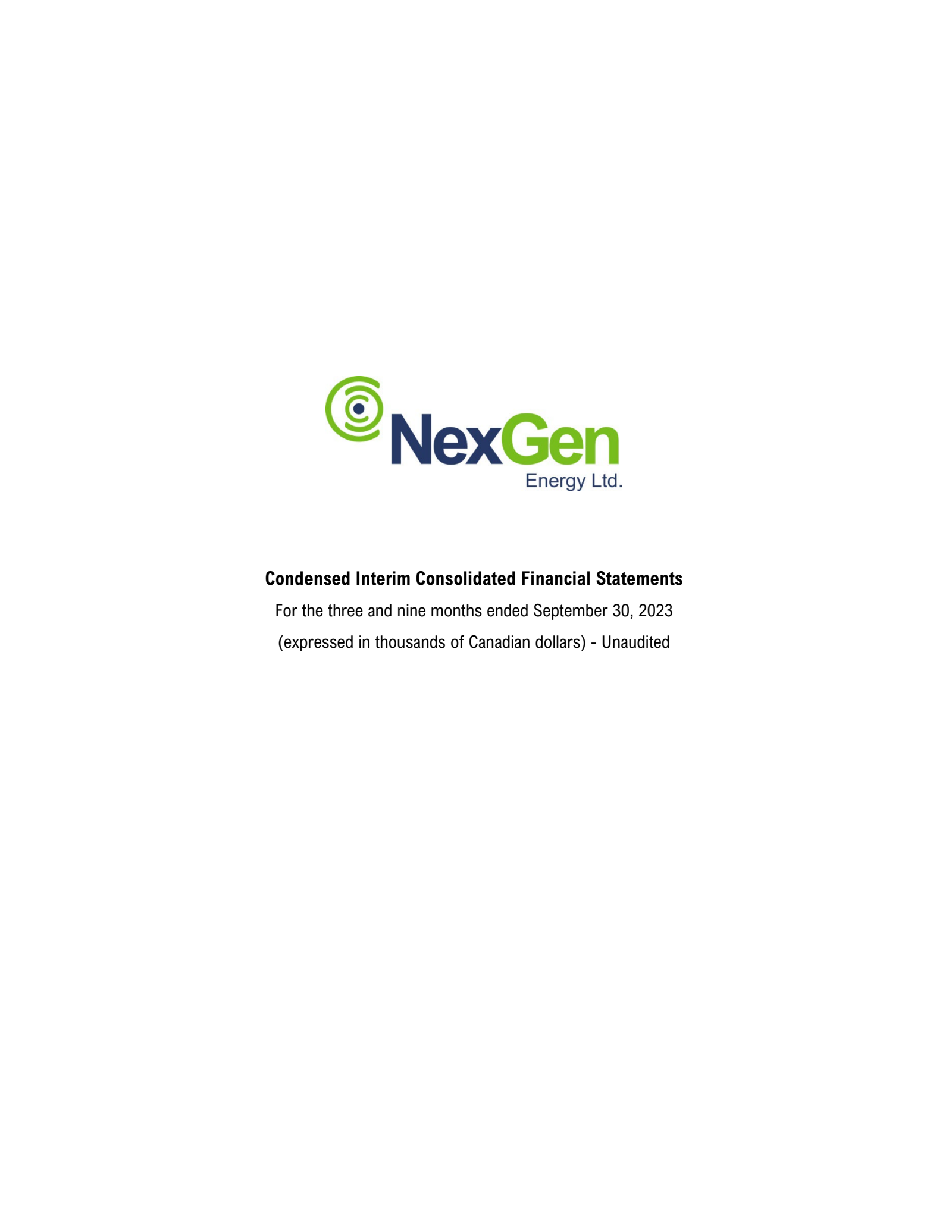 NexGen Energy's Q3 2023 Interim report