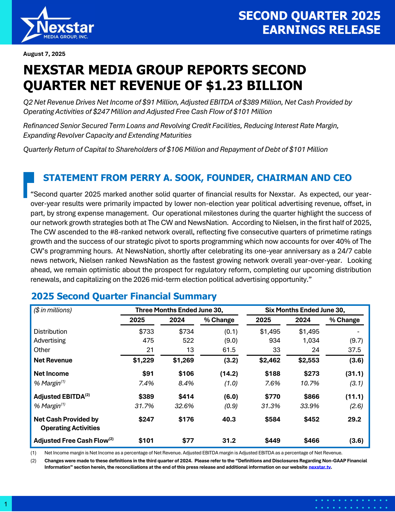 Nexstar Media Group's Q2 2025 Press Release