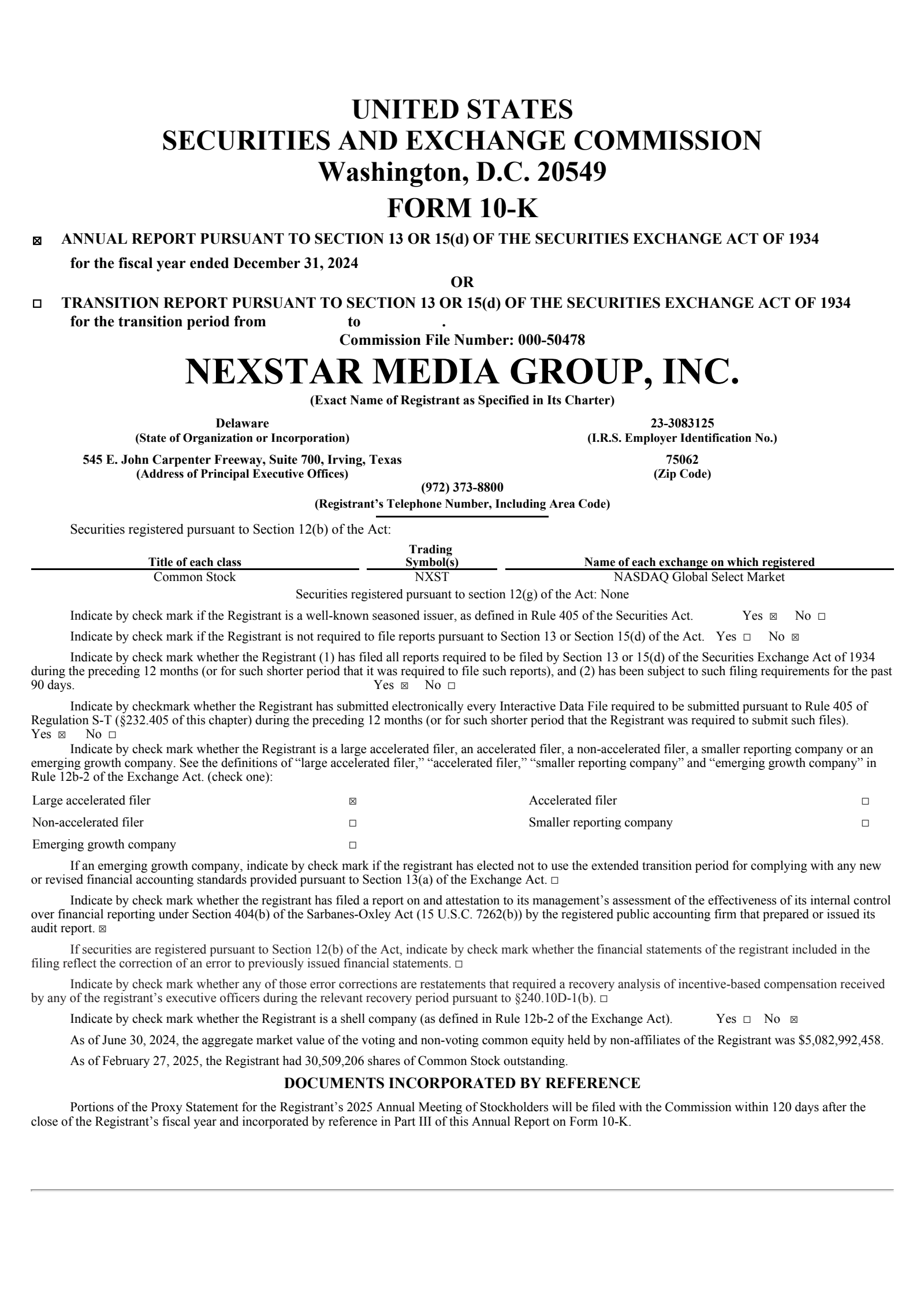 Nexstar Media Group's Q4 2024 Annual report
