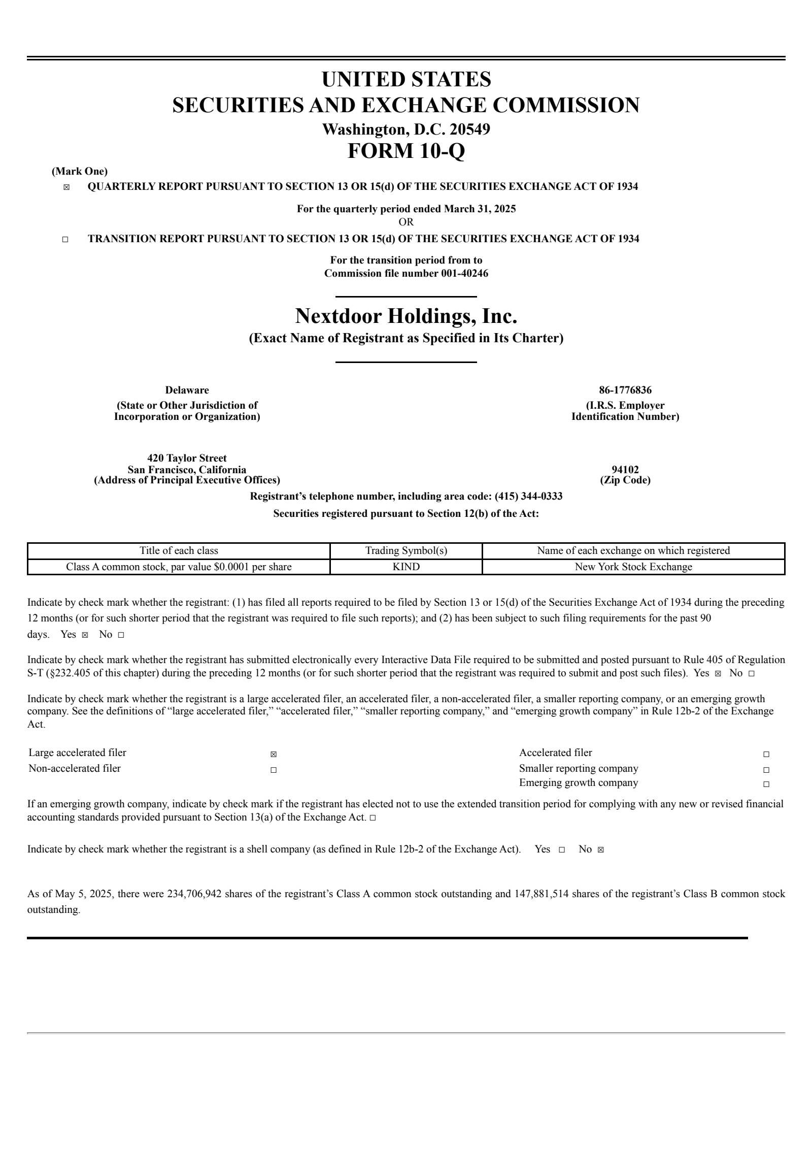 Nextdoor's Q1 2025 Quarterly report