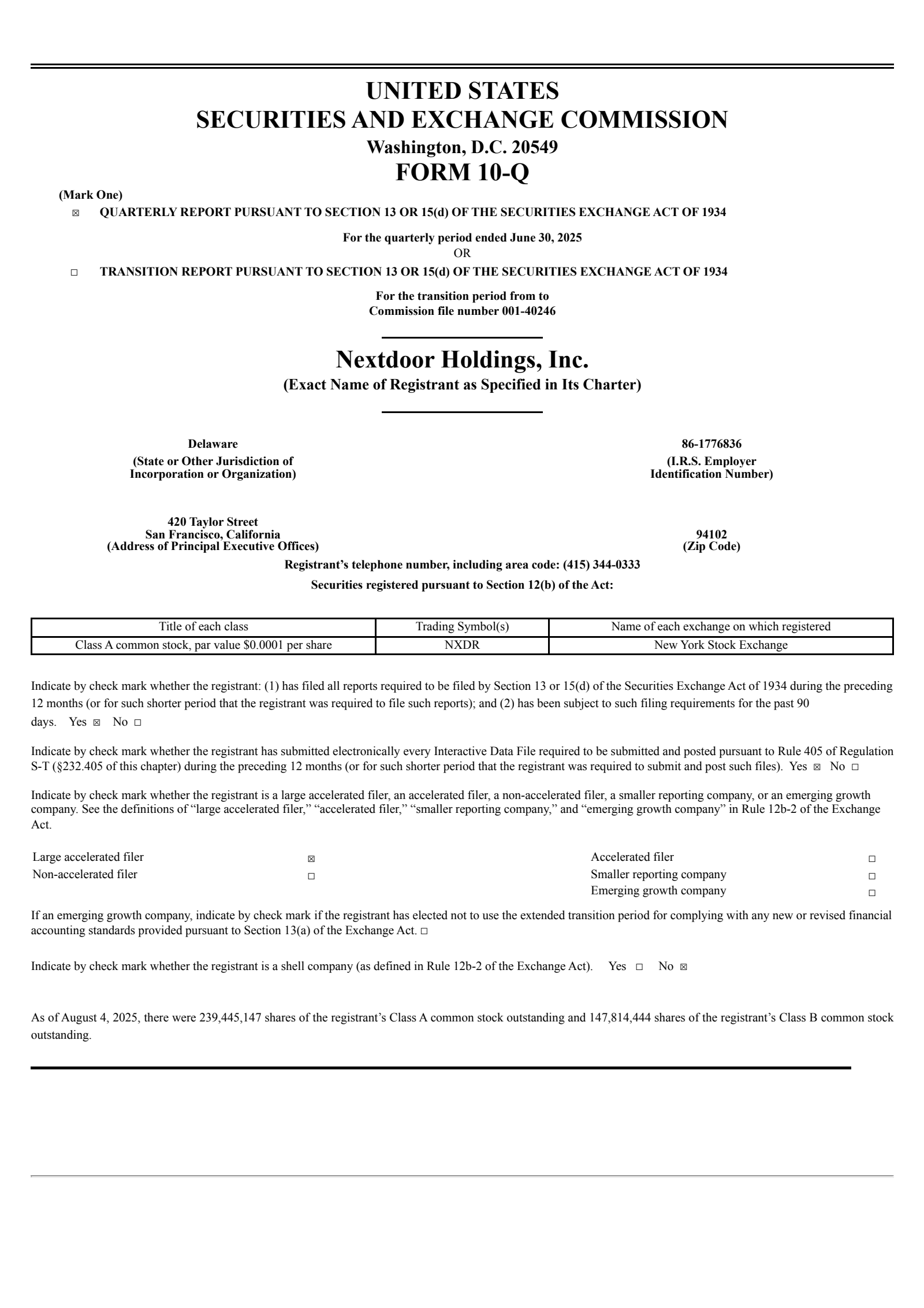 Nextdoor's Q2 2025 Quarterly report
