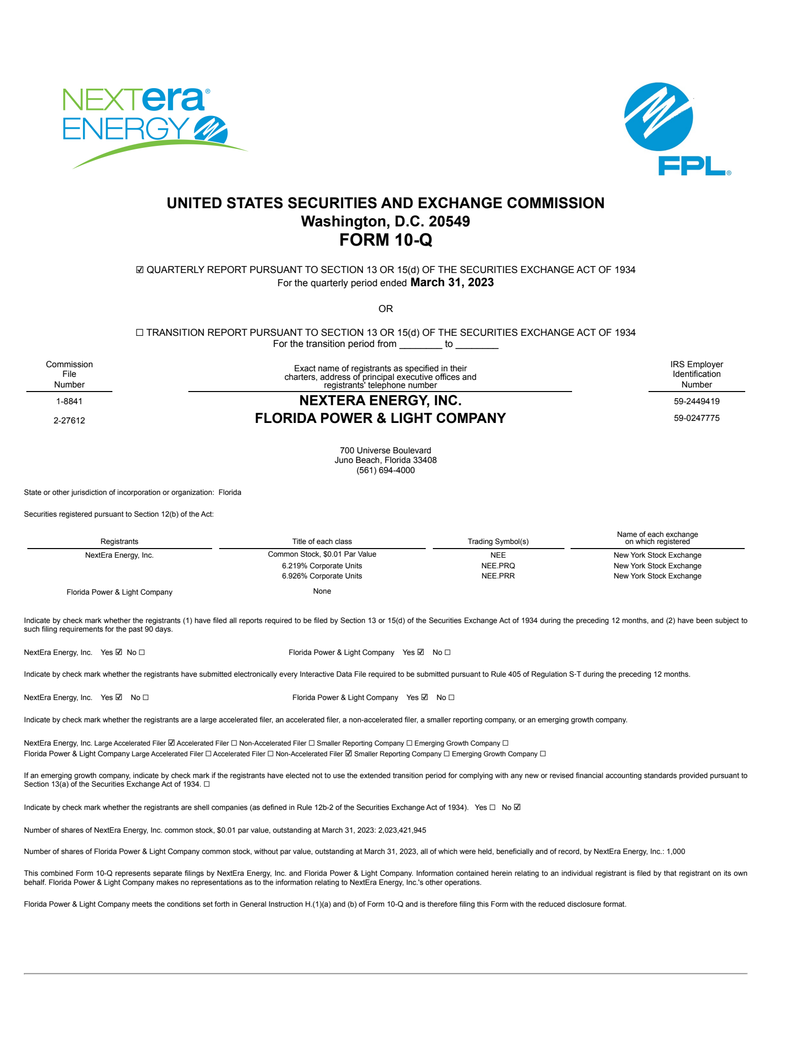 NextEra Energy's Q1 2023 Quarterly Report
