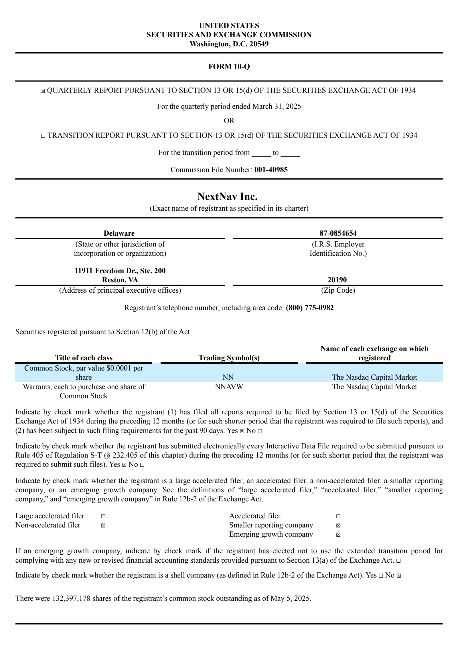 NextNav's Q1 2025 Quarterly report