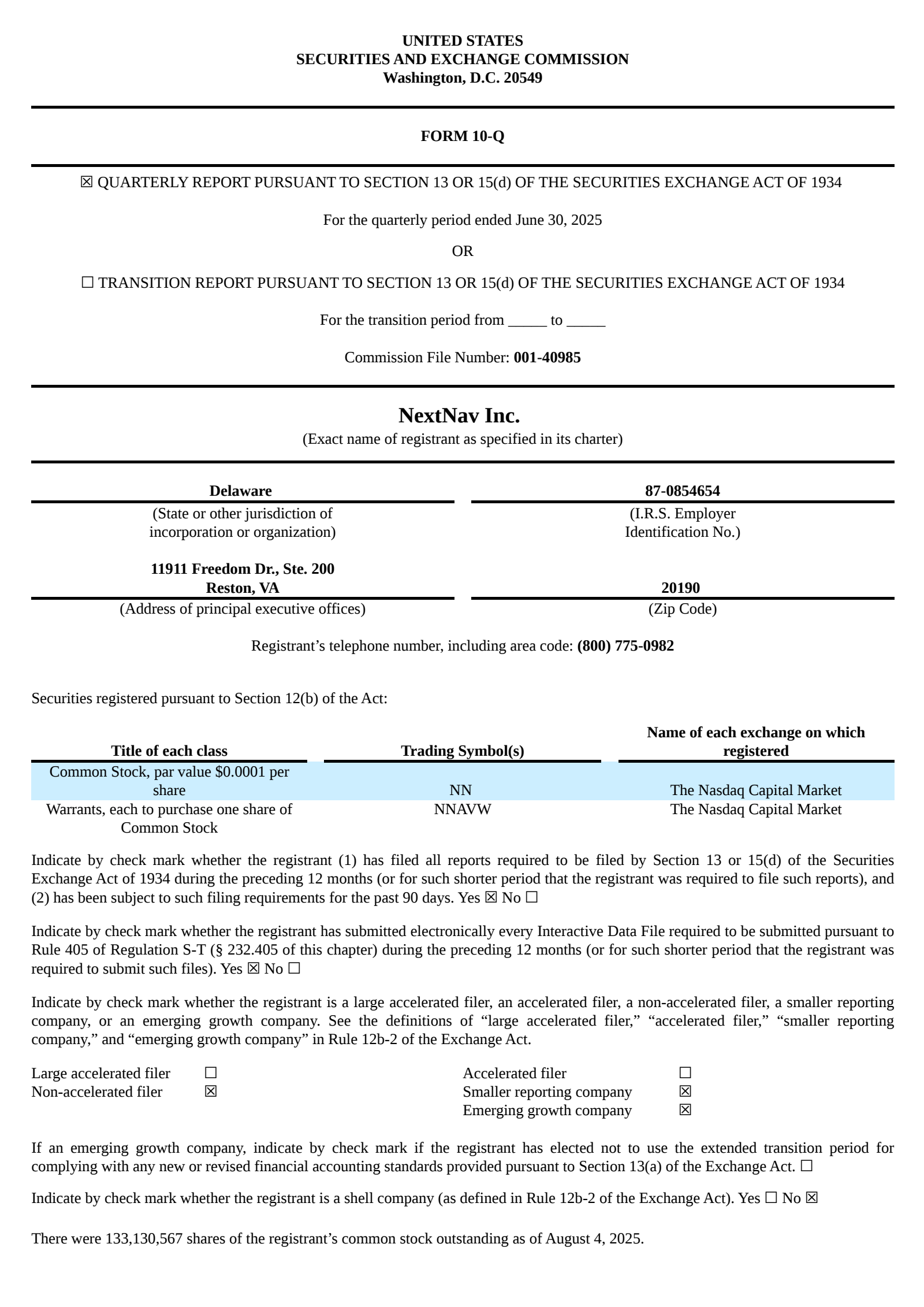 NextNav's Q2 2025 Quarterly report