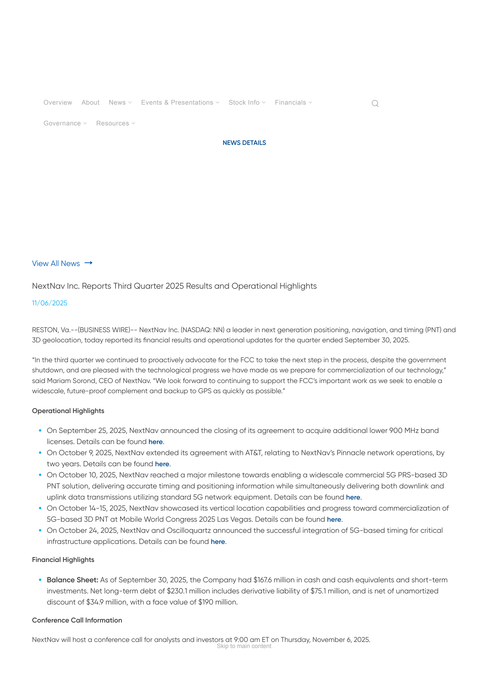 NextNav's Q3 2025 Earnings Release