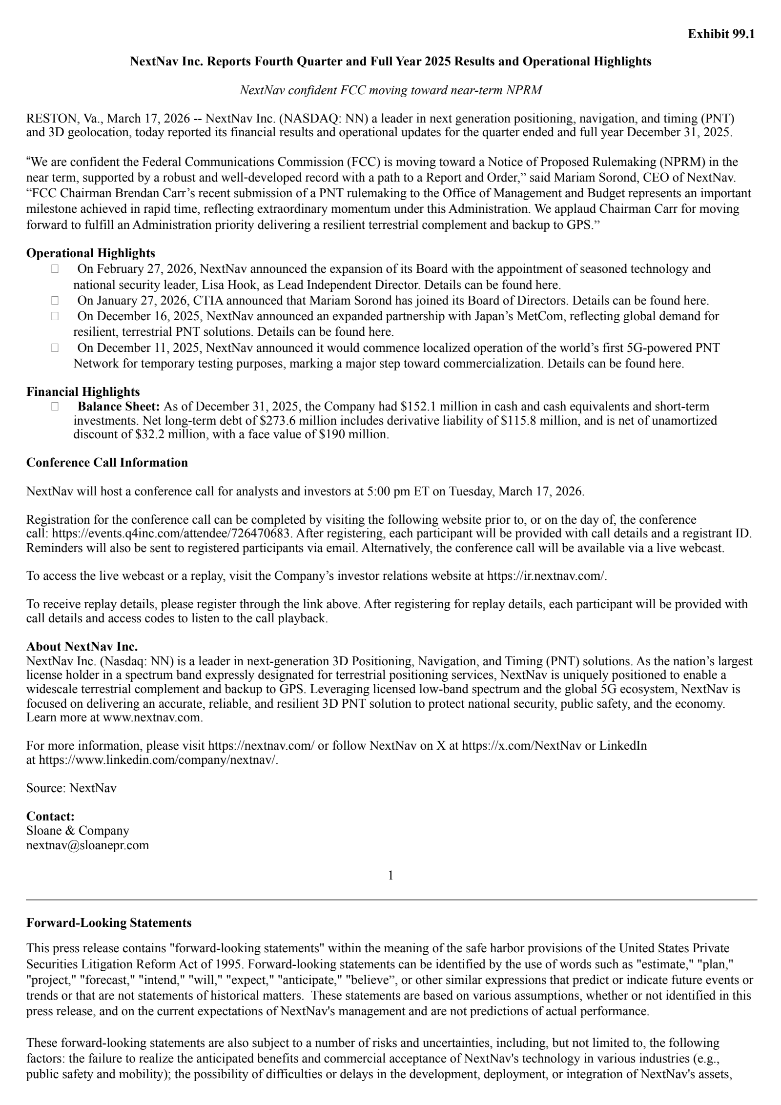 NextNav's Q4 2025 Press Release