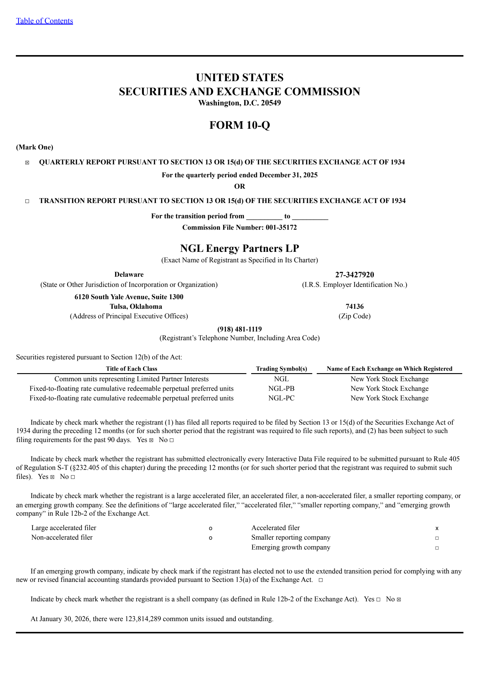 NGL Energy Partners' Q3 2026 Quarterly report