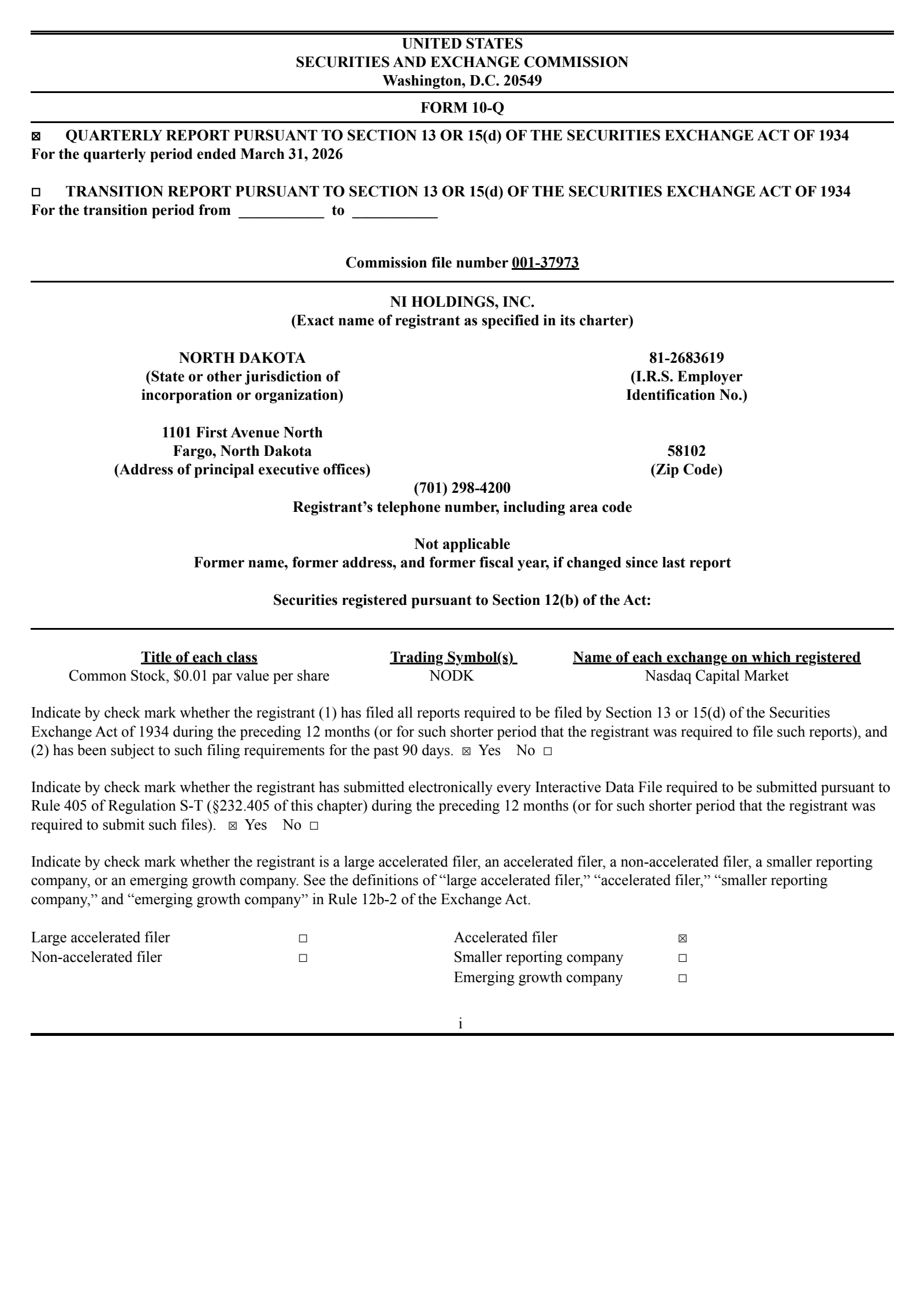 NI's Q1 2026 Quarterly report