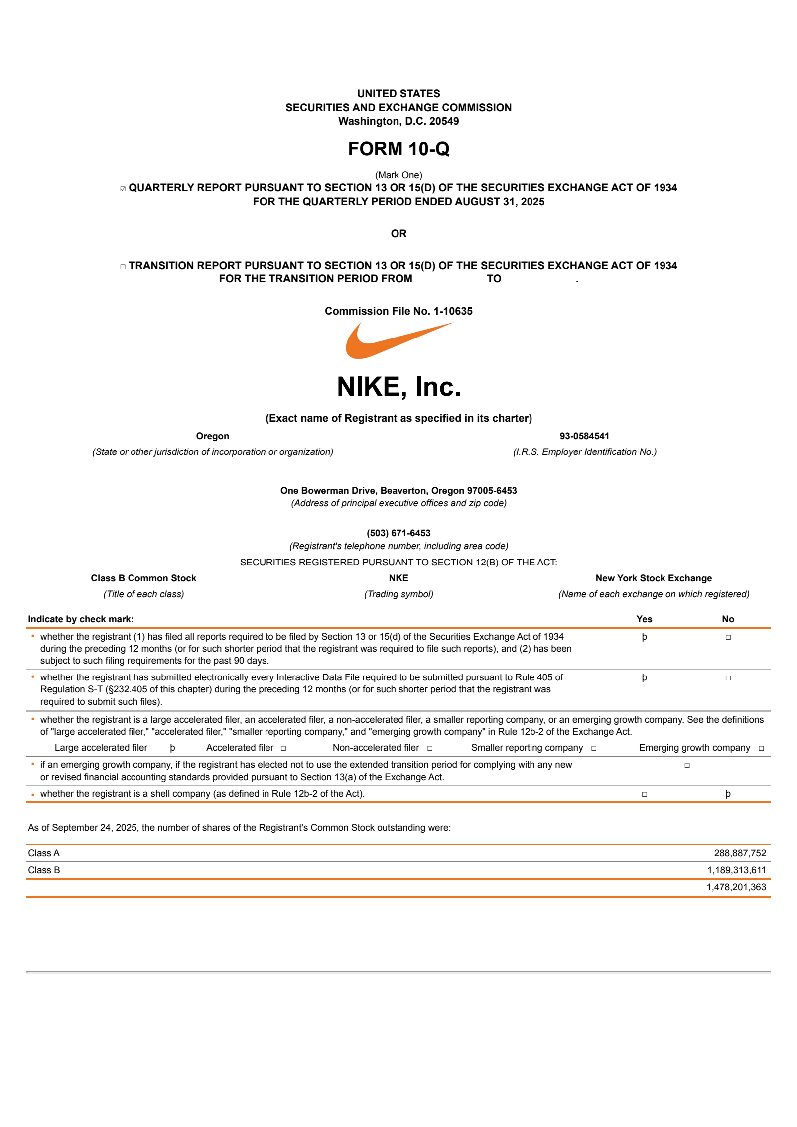 NIKE's Q1 2026 Quarterly Report