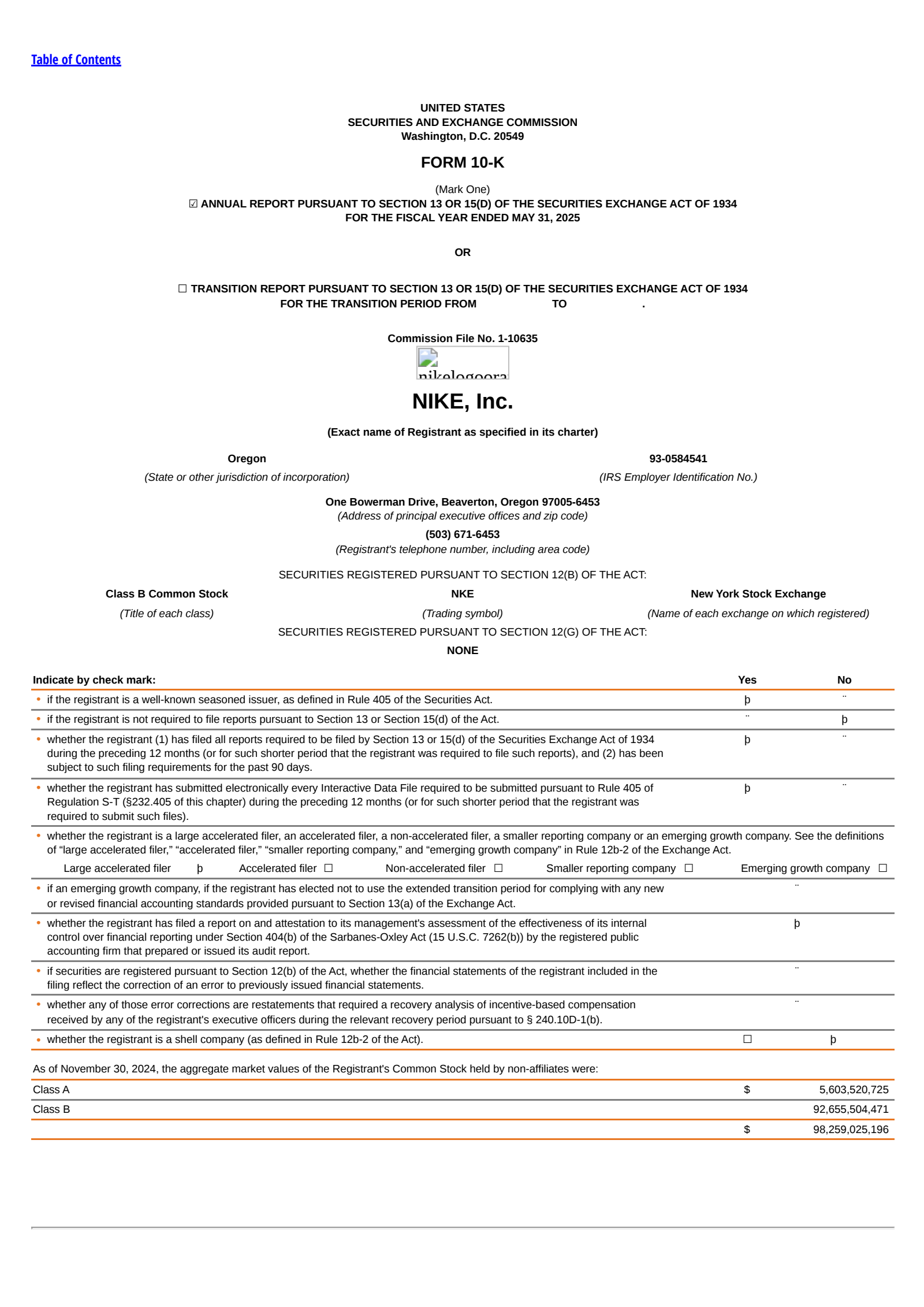 NIKE's Q4 2025 Annual report