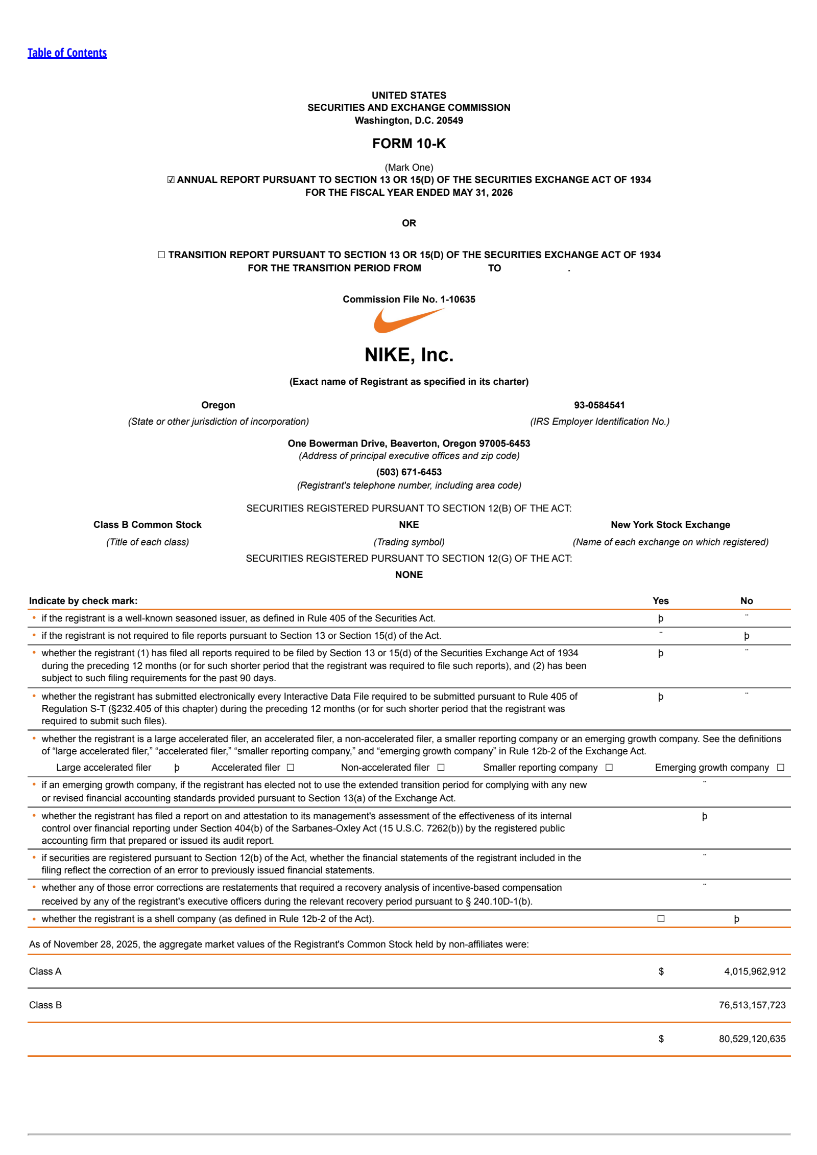 NIKE's Q4 2026 Annual report