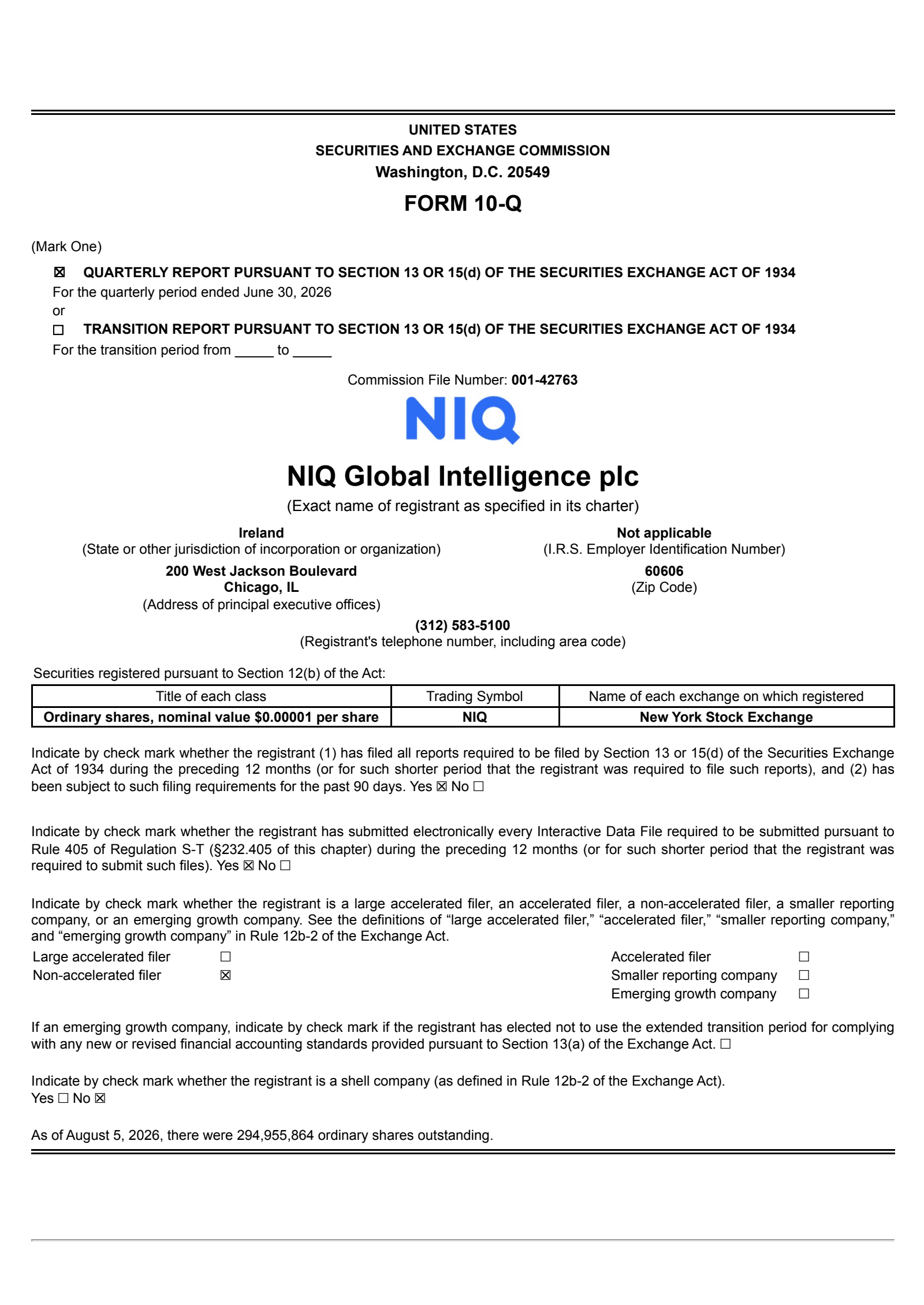 NIQ Global Intelligence's Q2 2026 Quarterly report