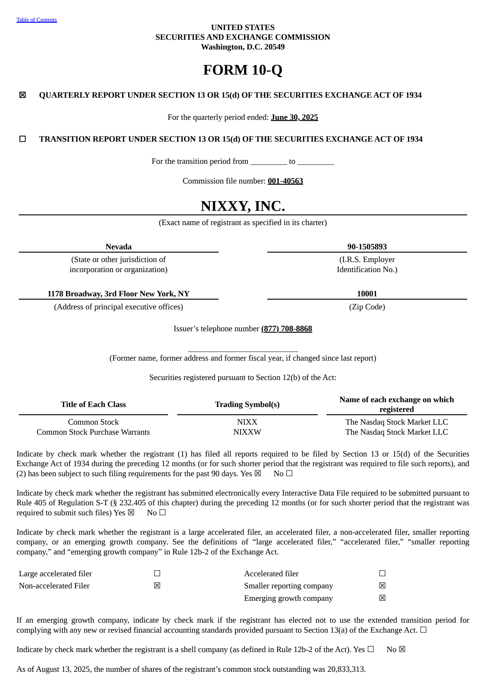 Nixxy's Q2 2025 Quarterly report