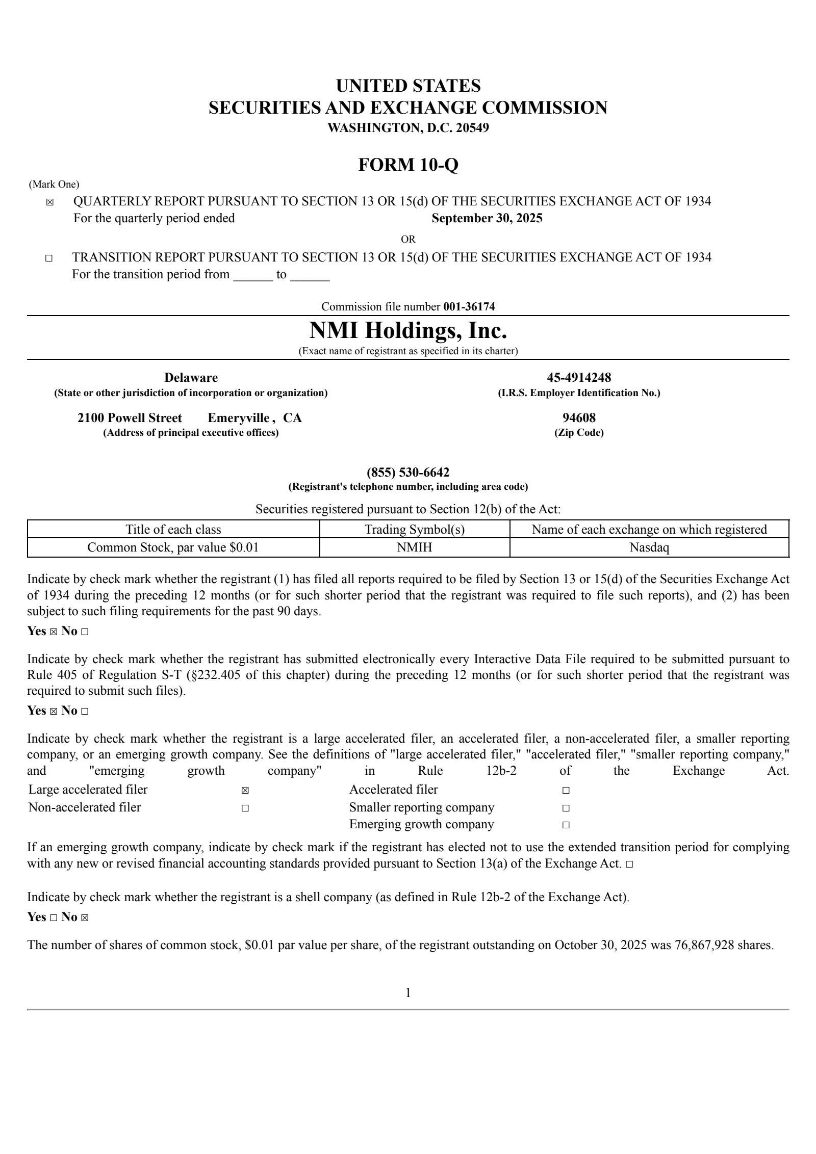 NMI's Q3 2025 Quarterly Report