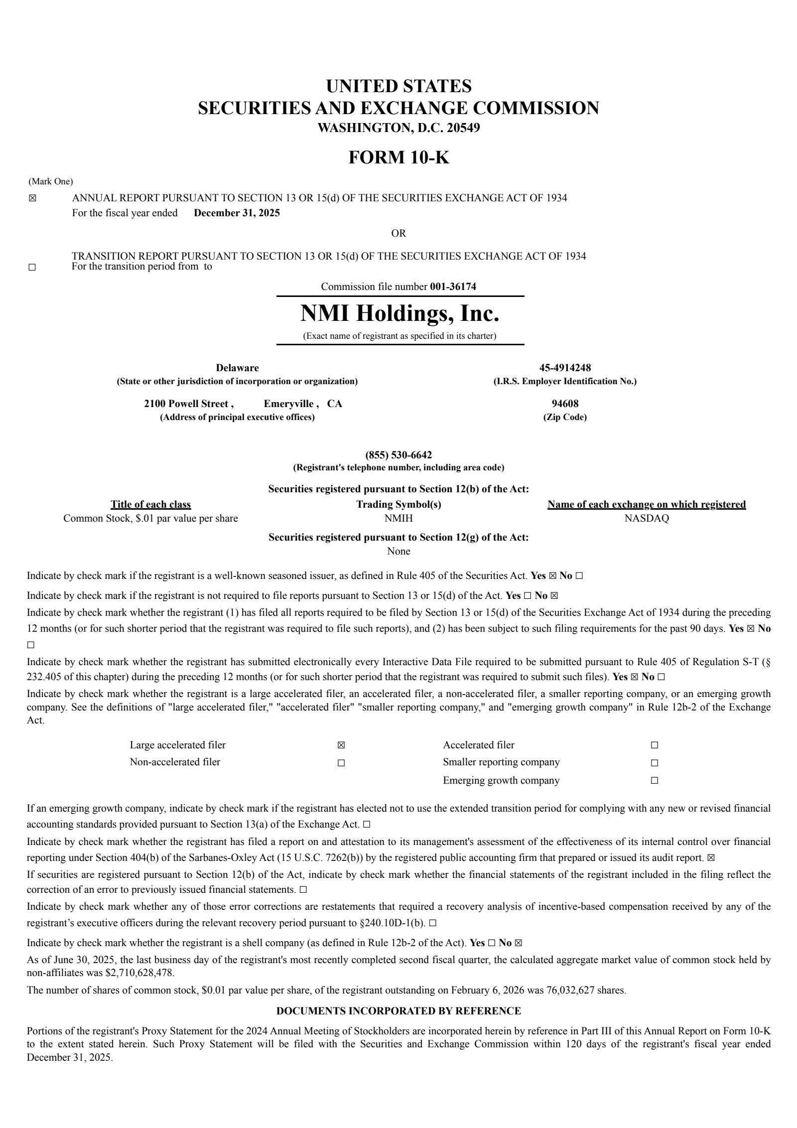 NMI's Q4 2025 Annual report