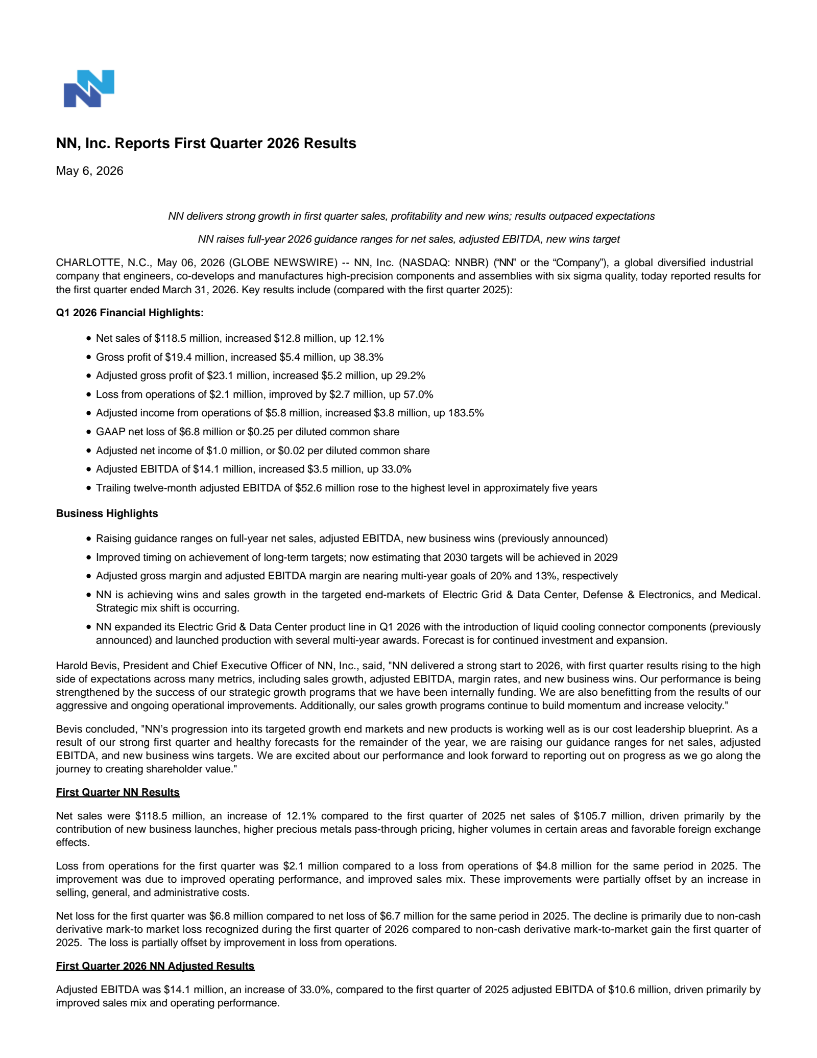 NN's Q1 2026 Press Release