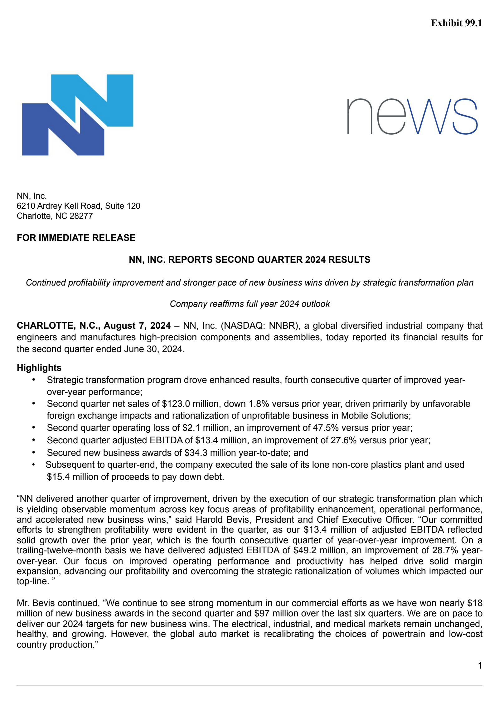 NN's Q2 2024 Press Release