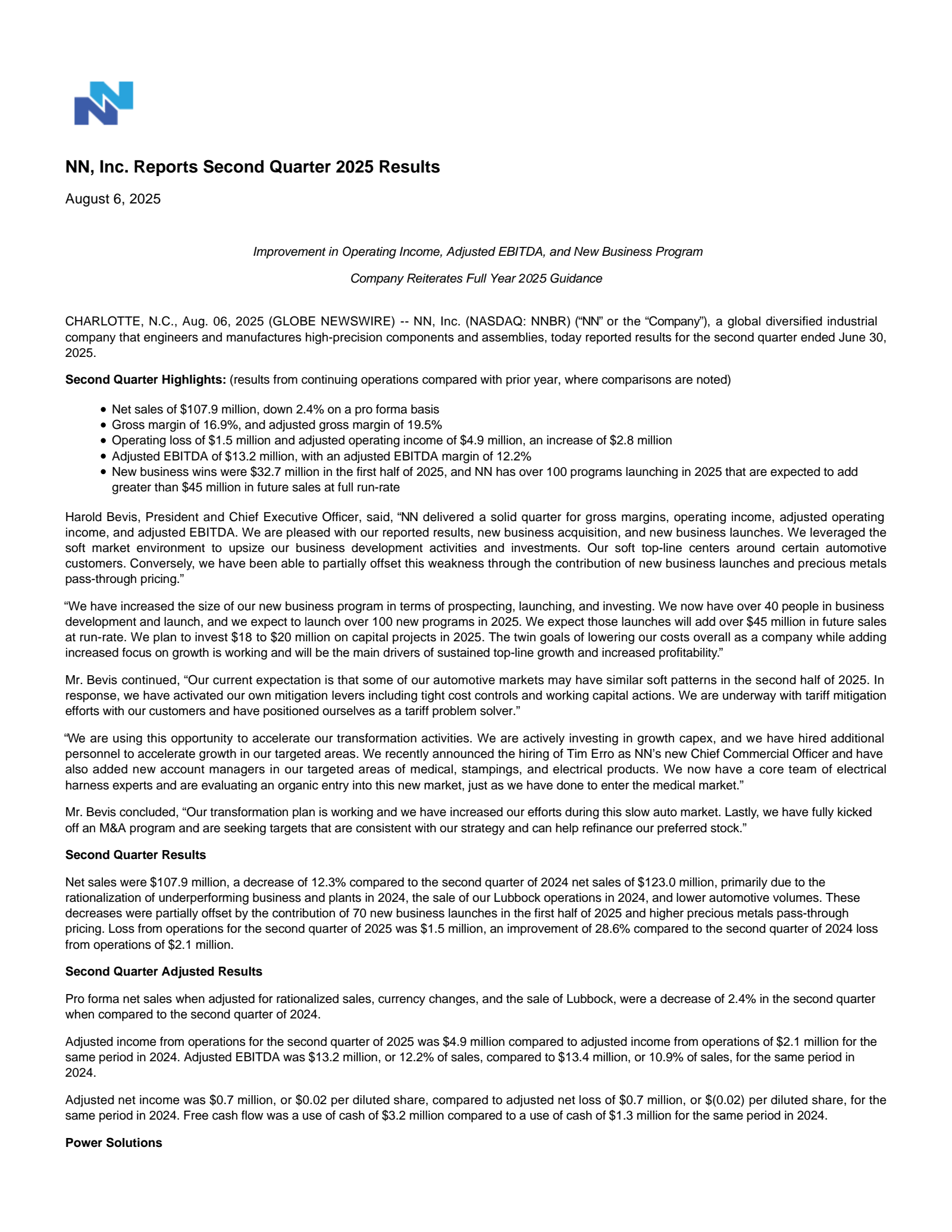 NN's Q2 2025 Press Release