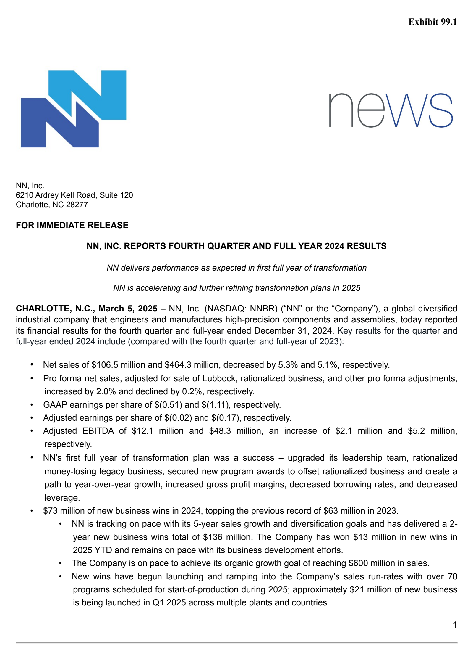 NN's Q4 2024 Press Release